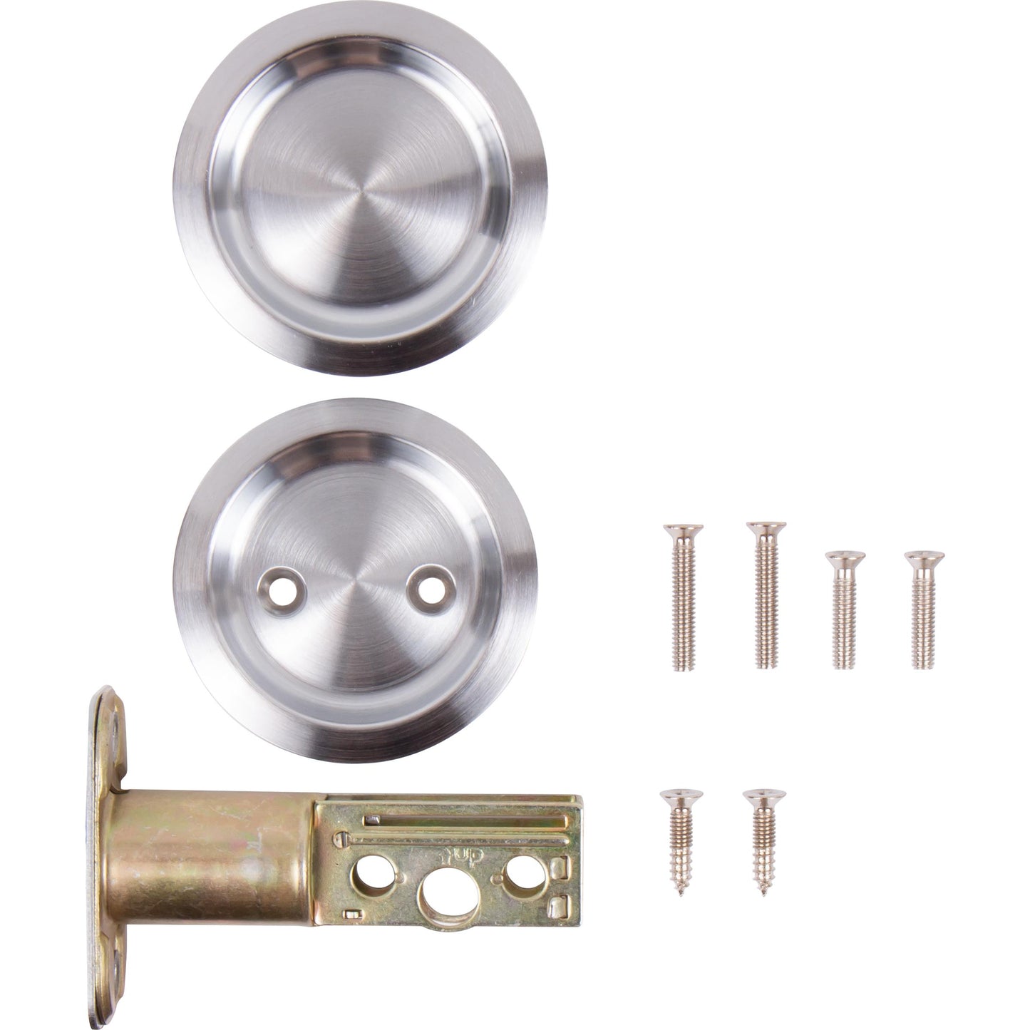 Stone Harbor Hardware Round Pocket Door Lock, Passage Function, 2-3/8" Backset, Satin Chrome