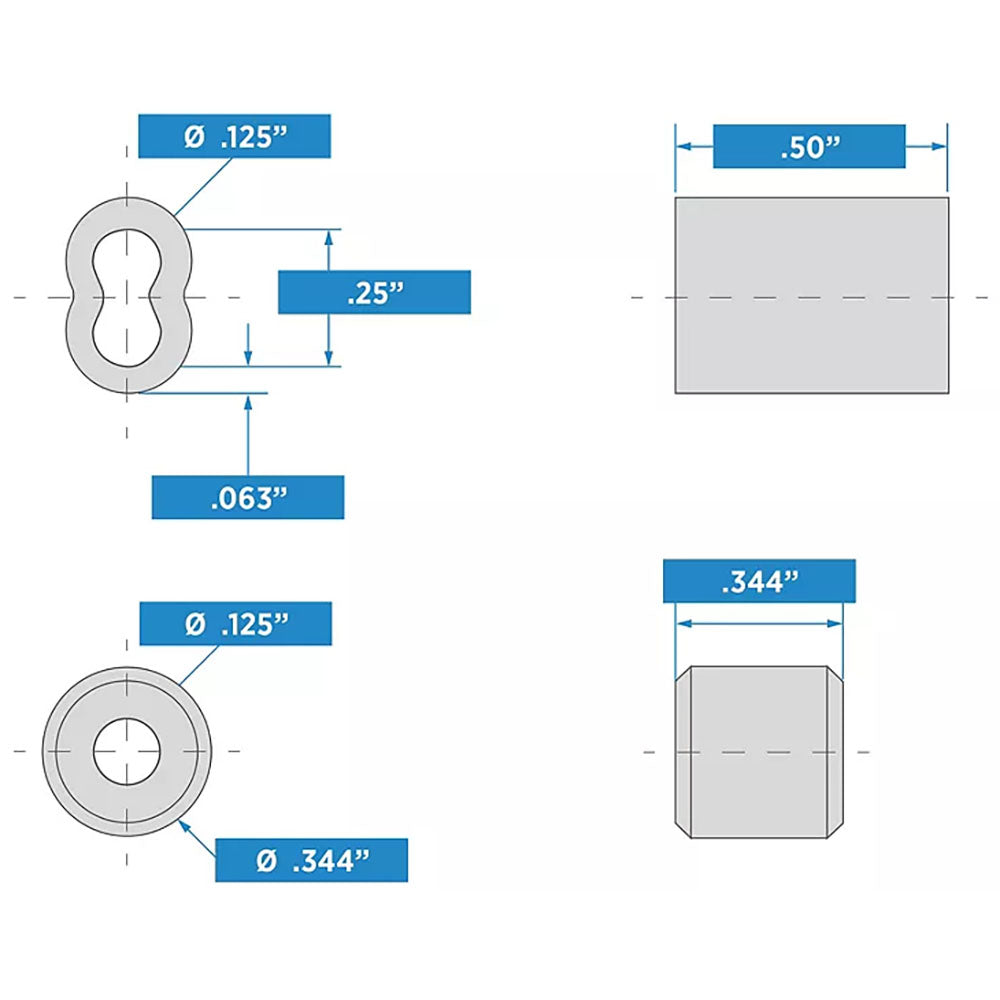 V3231 3/32" Ferrule & Stop - Aluminum
