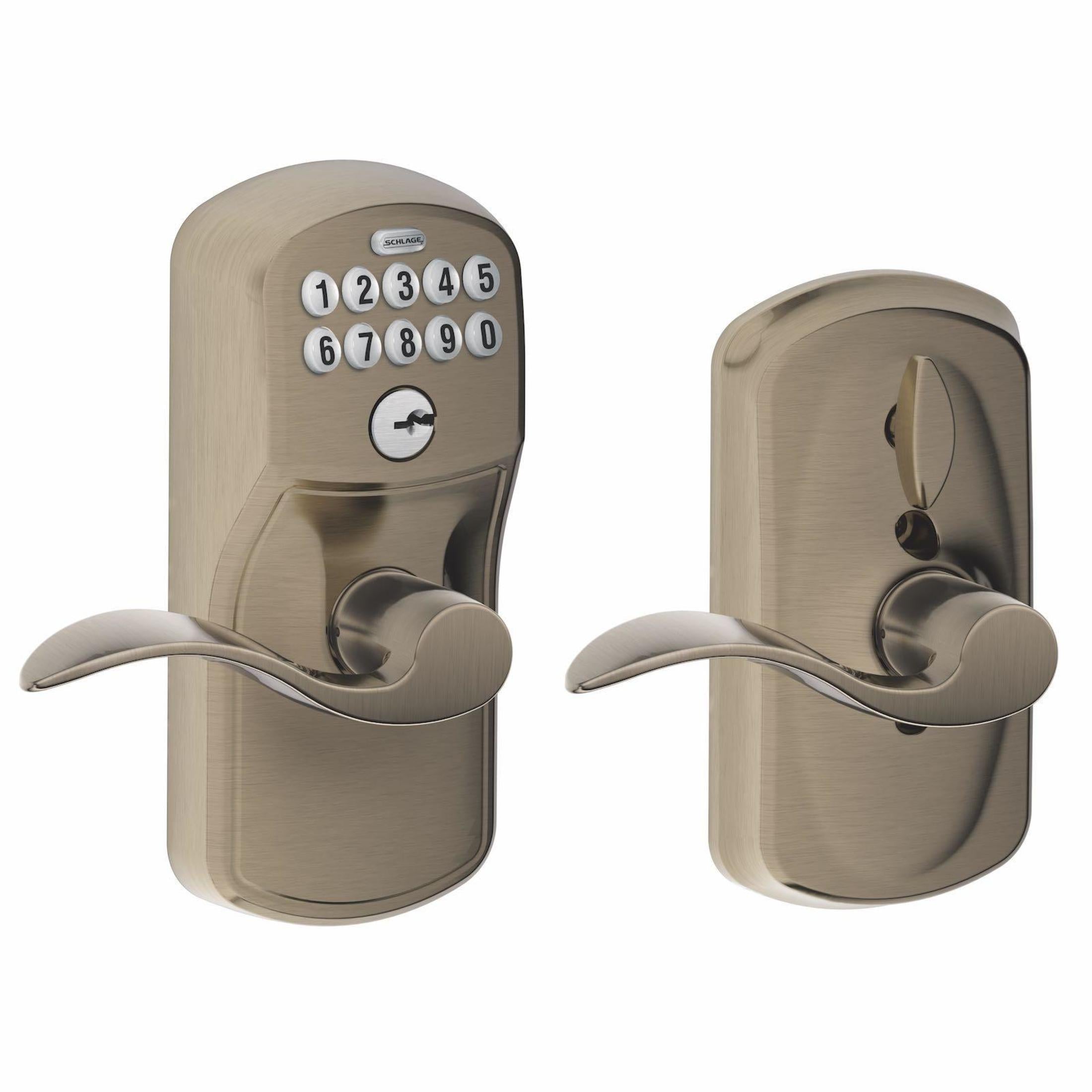 FE595PLY620ACC 16-086 10-027 Accent/  Plymouth Keypad Lever - Antique Pewter