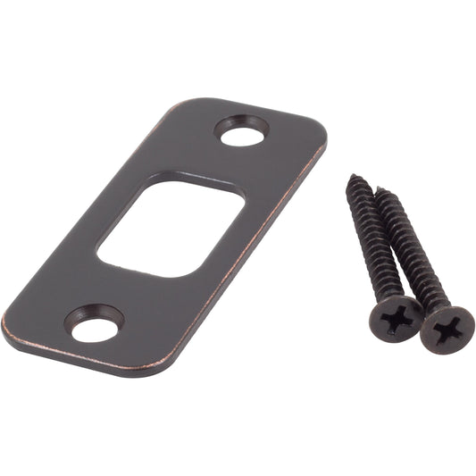 Stone Harbor Hardware Round Corner Deadbolt Strike Plate, 1-1/8" x 2-3/4", 2-1/8" Center-to-Center, Vintage Bronze