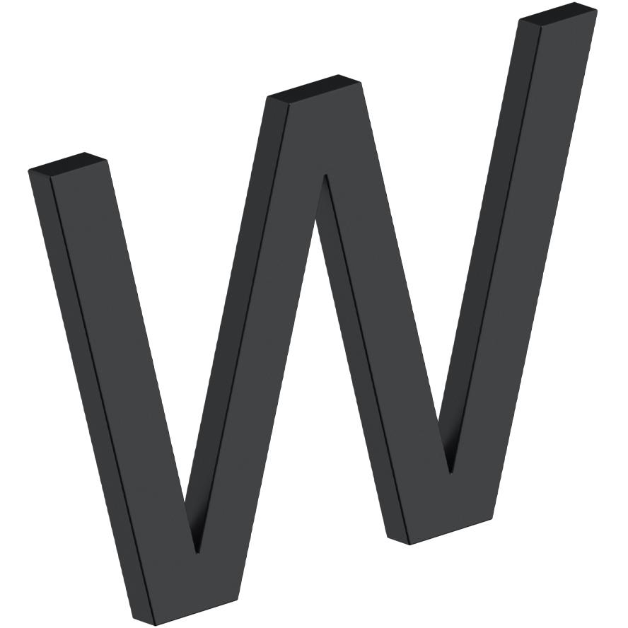 Deltana RNE-WU19 4" E Series Letter W with Risers - Matte Black