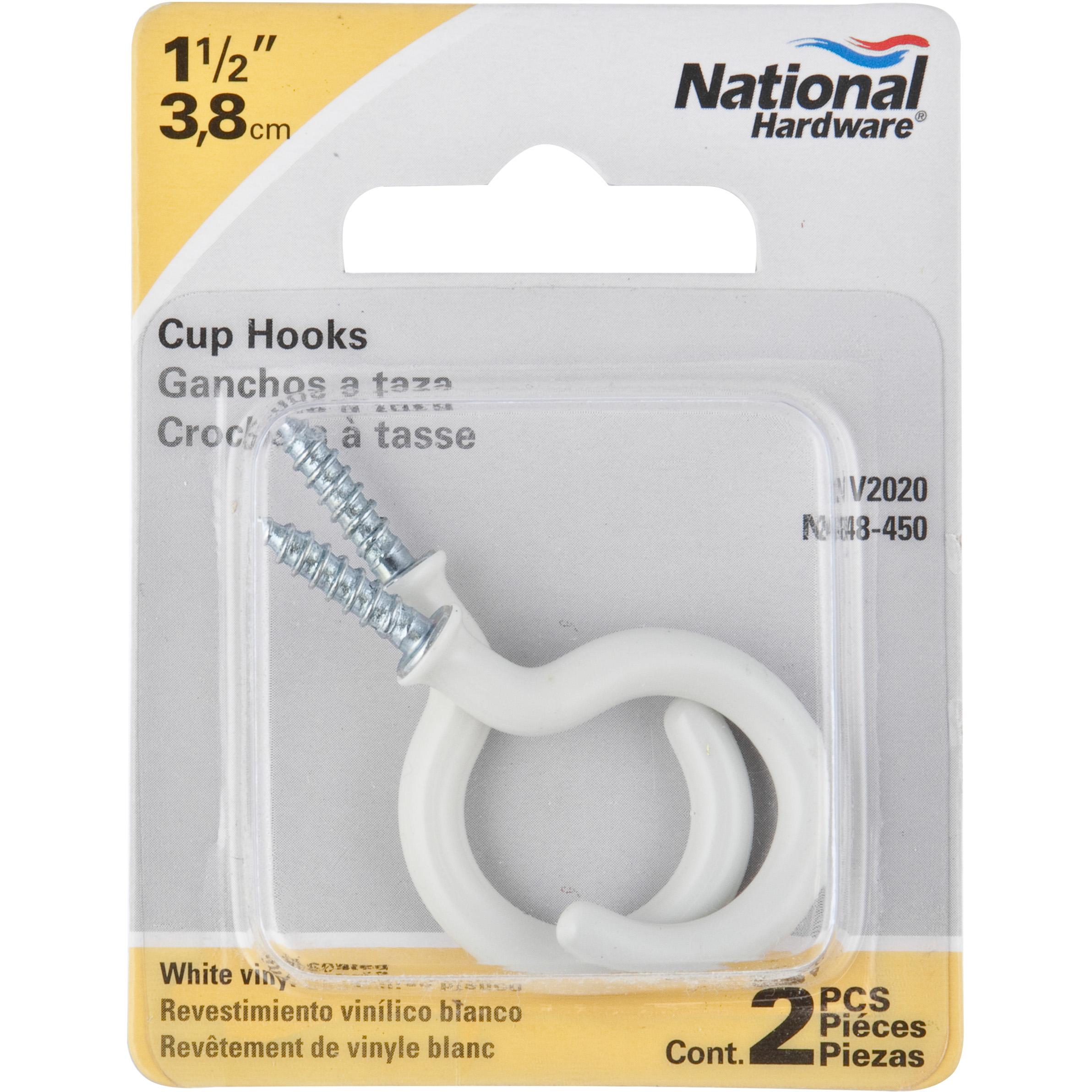 V2020 1-1/2" Cup Hook 2/pk - White