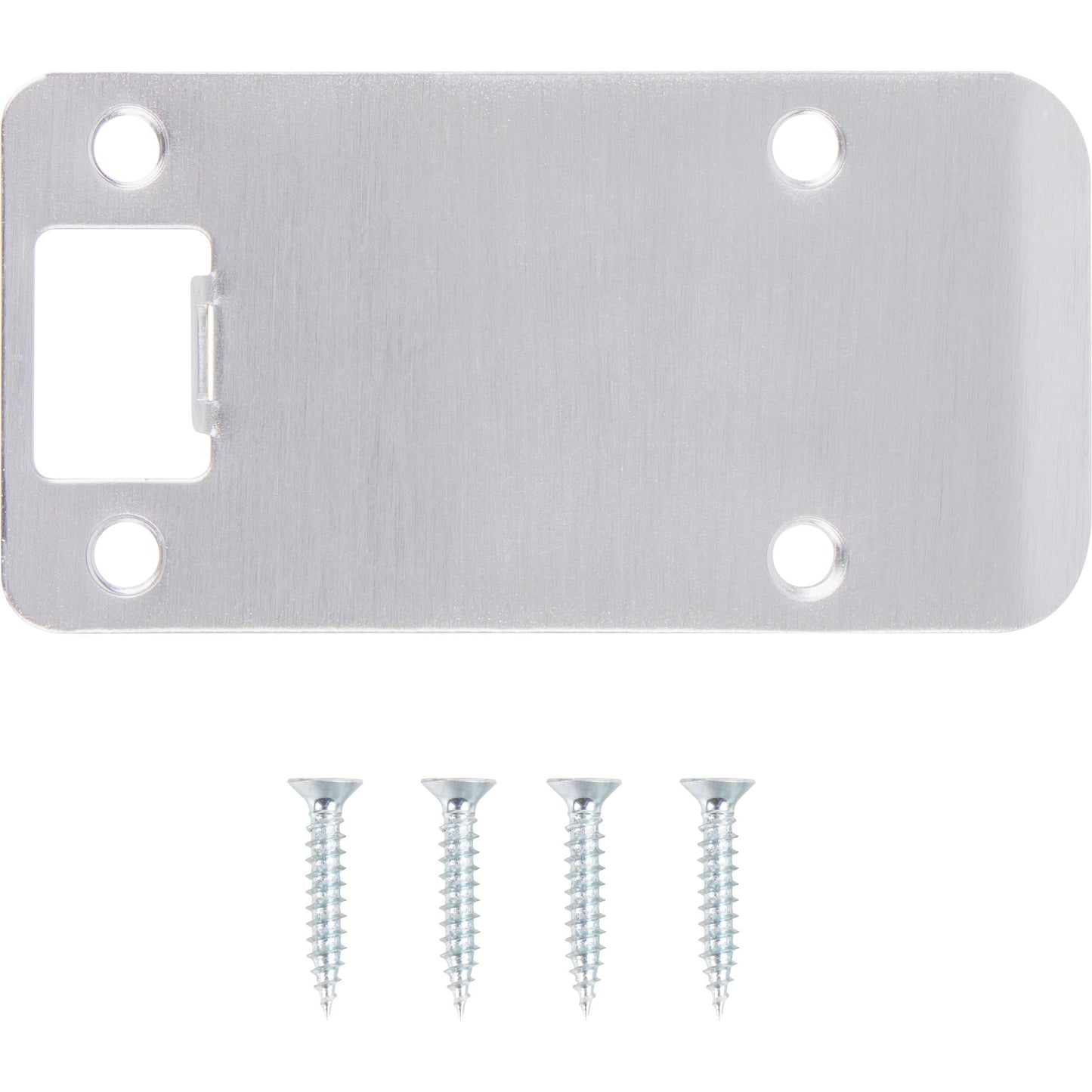 Stone Harbor Hardware Round Corner Extended Lip Strike Plate, 2-1/4" x 4", (4-1/2" Overall Length), Satin Chrome