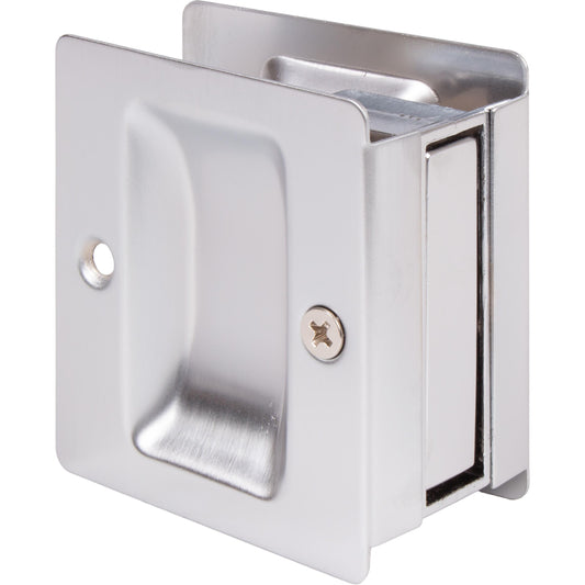 Stone Harbor Hardware Premium Square Pocket Door Lock, Passage Function, Satin Chrome