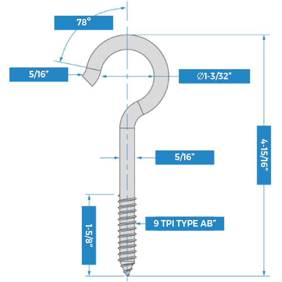 V2040 4-15/16" #0 Ceiling Hooks - Black