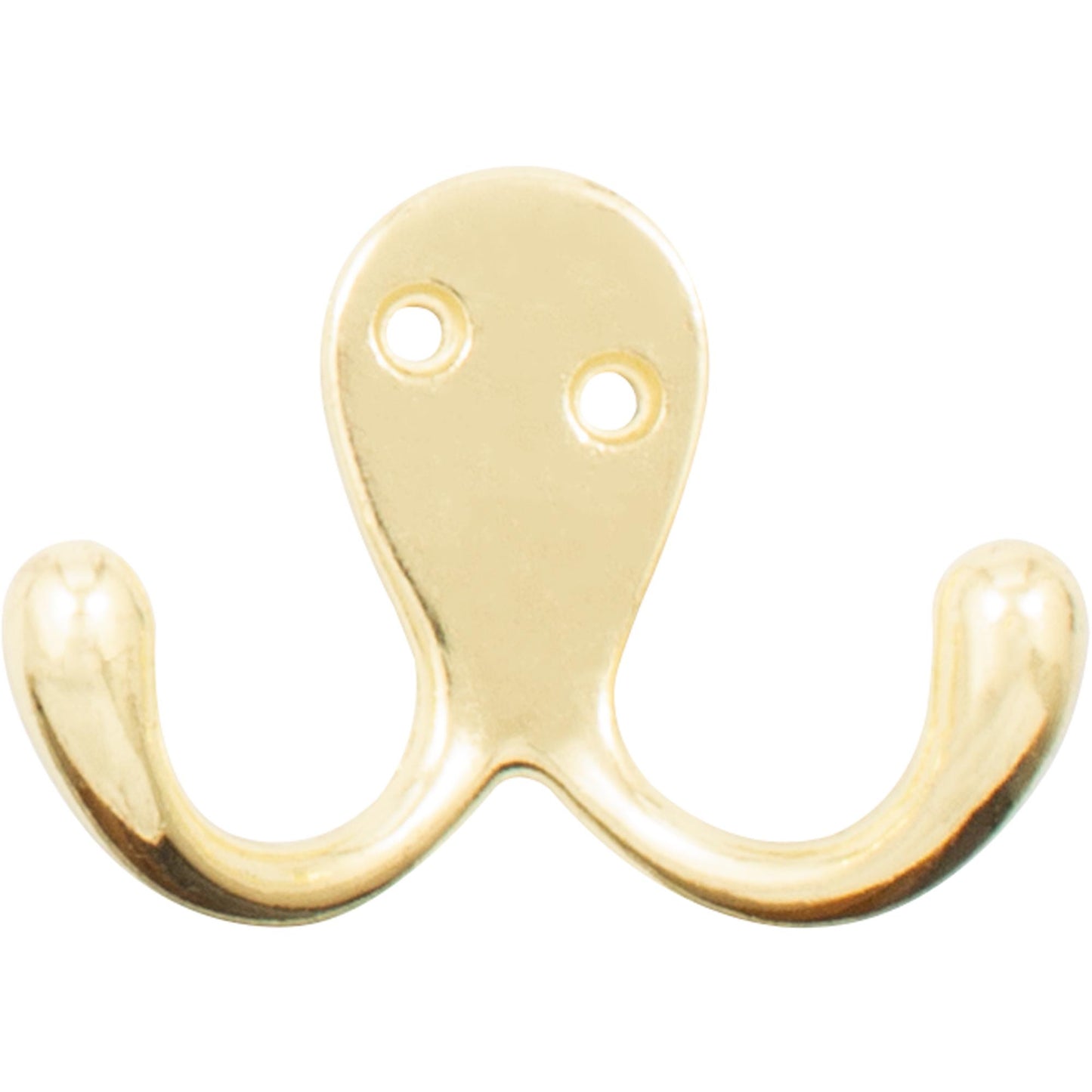 Stone Harbor Hardware Double Robe Hook, 2-1/8" High, 1" Projection, Polished Brass