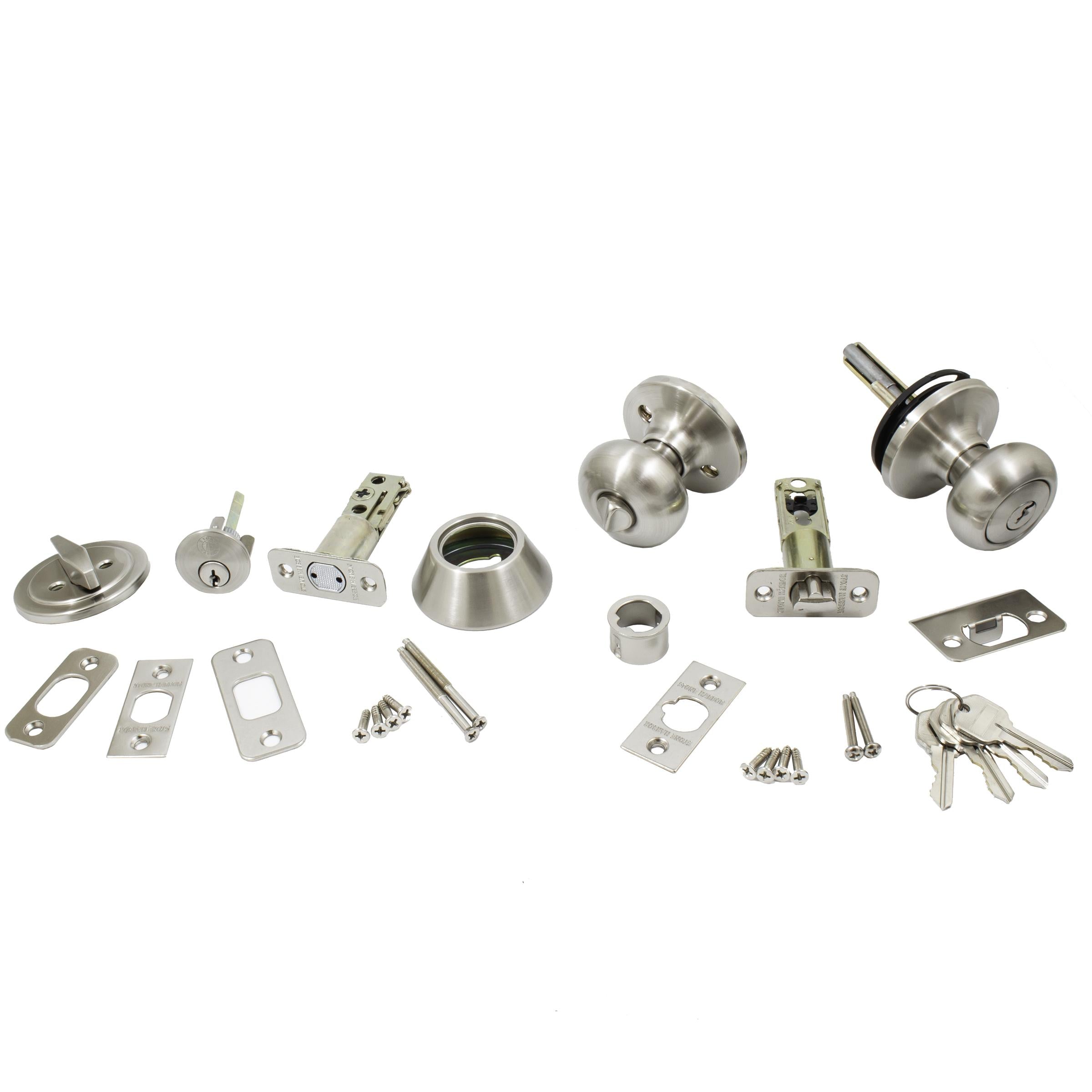 Stone Harbor Hardware Highland Door Knob Combo (With Deadbolt), KW Keyway, Satin Nickel