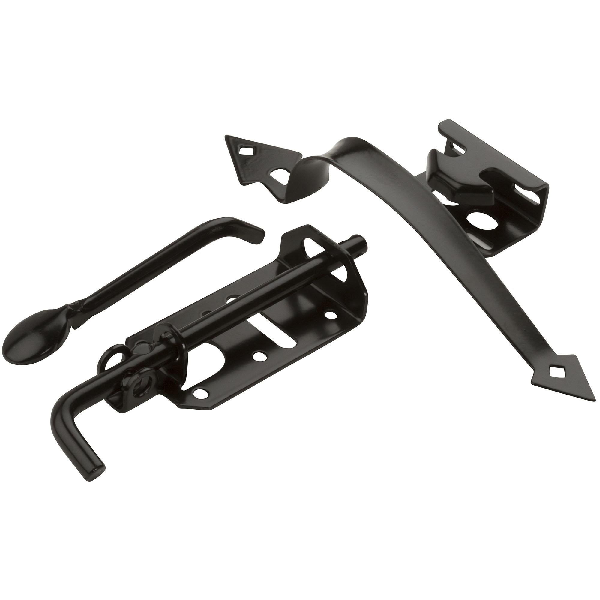 V27 Ornamental Gate Latch Kit 1-1/2" to 3" Thick - Black