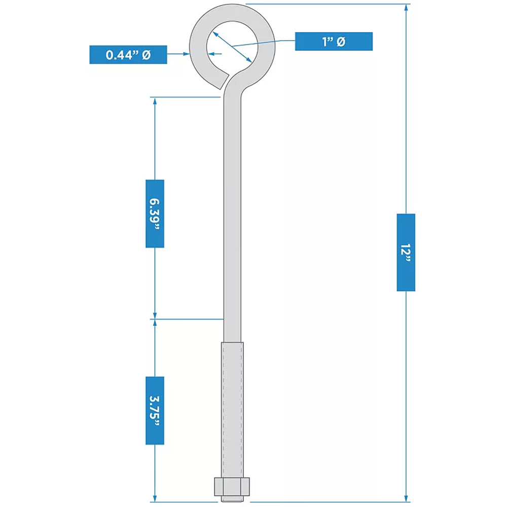 2160BC 1/2" x 12" Eye Bolt - Zinc Plated