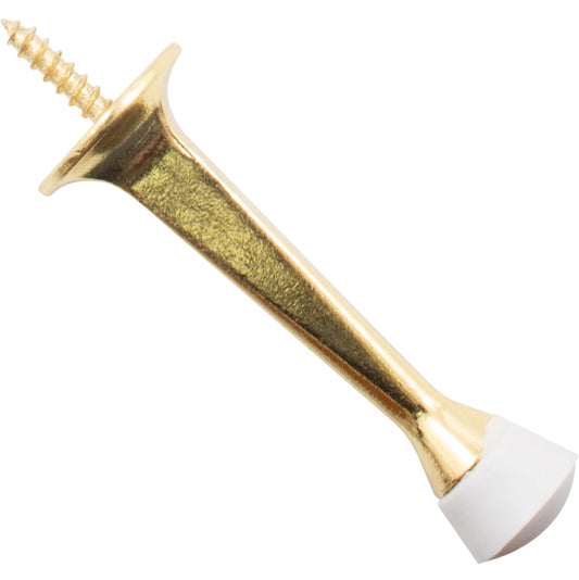 Stone Harbor Hardware Standard-Duty Solid Door Stop, 3 Inches, Polished Brass