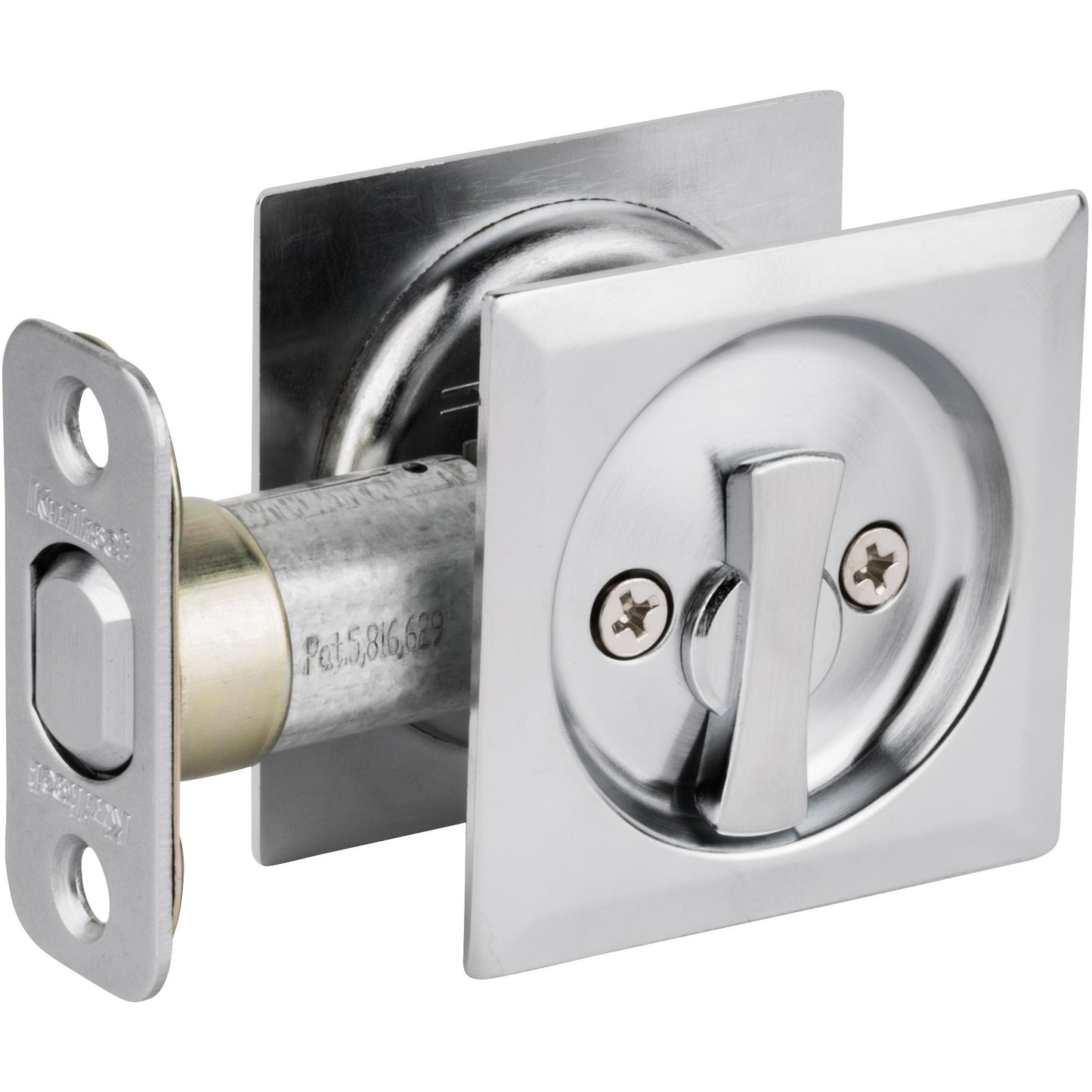 335x26D Square Pocket Door Lock Privacy - Satin Chrome