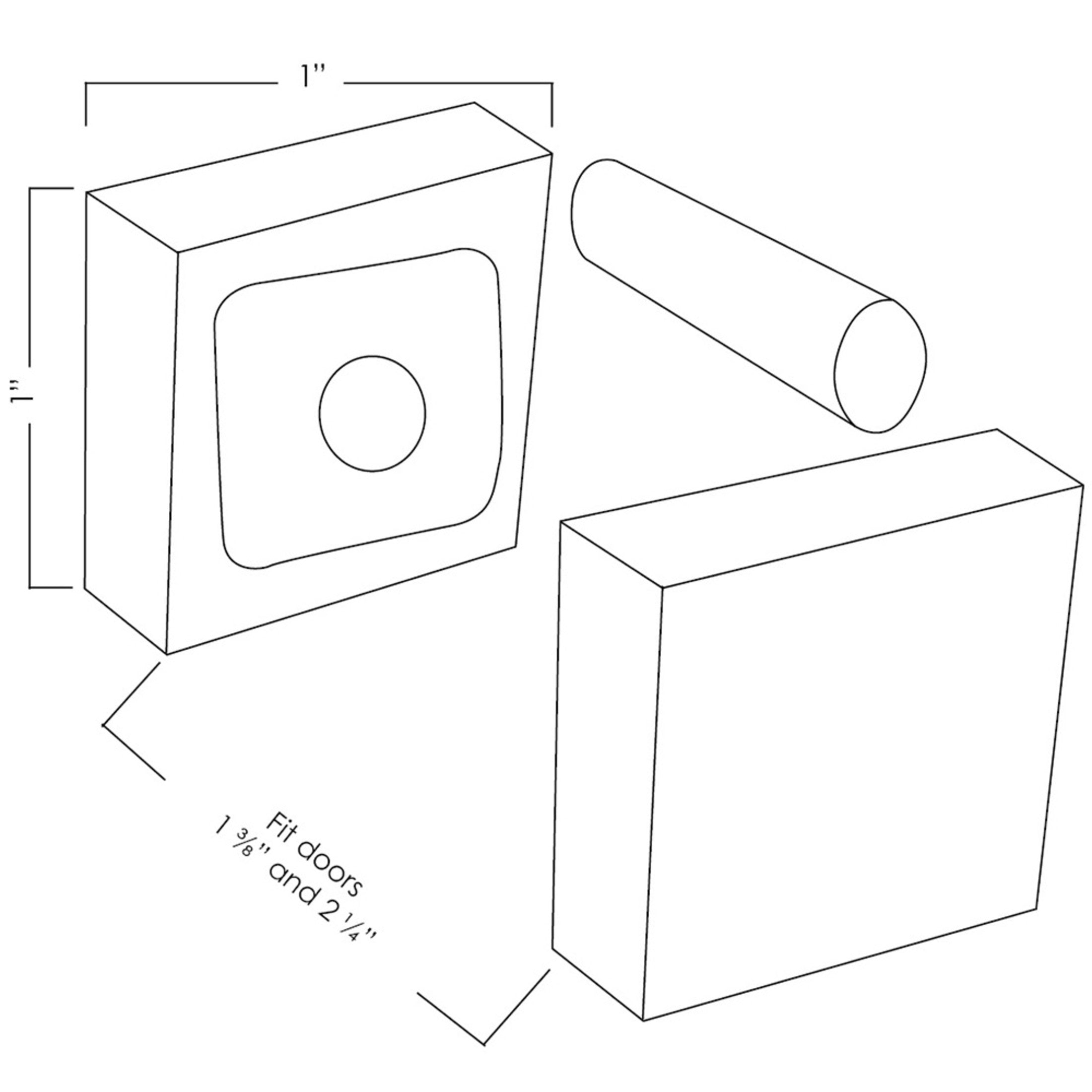Square Handleset Hole Cover 1" x 1" Fits Doors 1-3/8" to 2-1/4" Thick