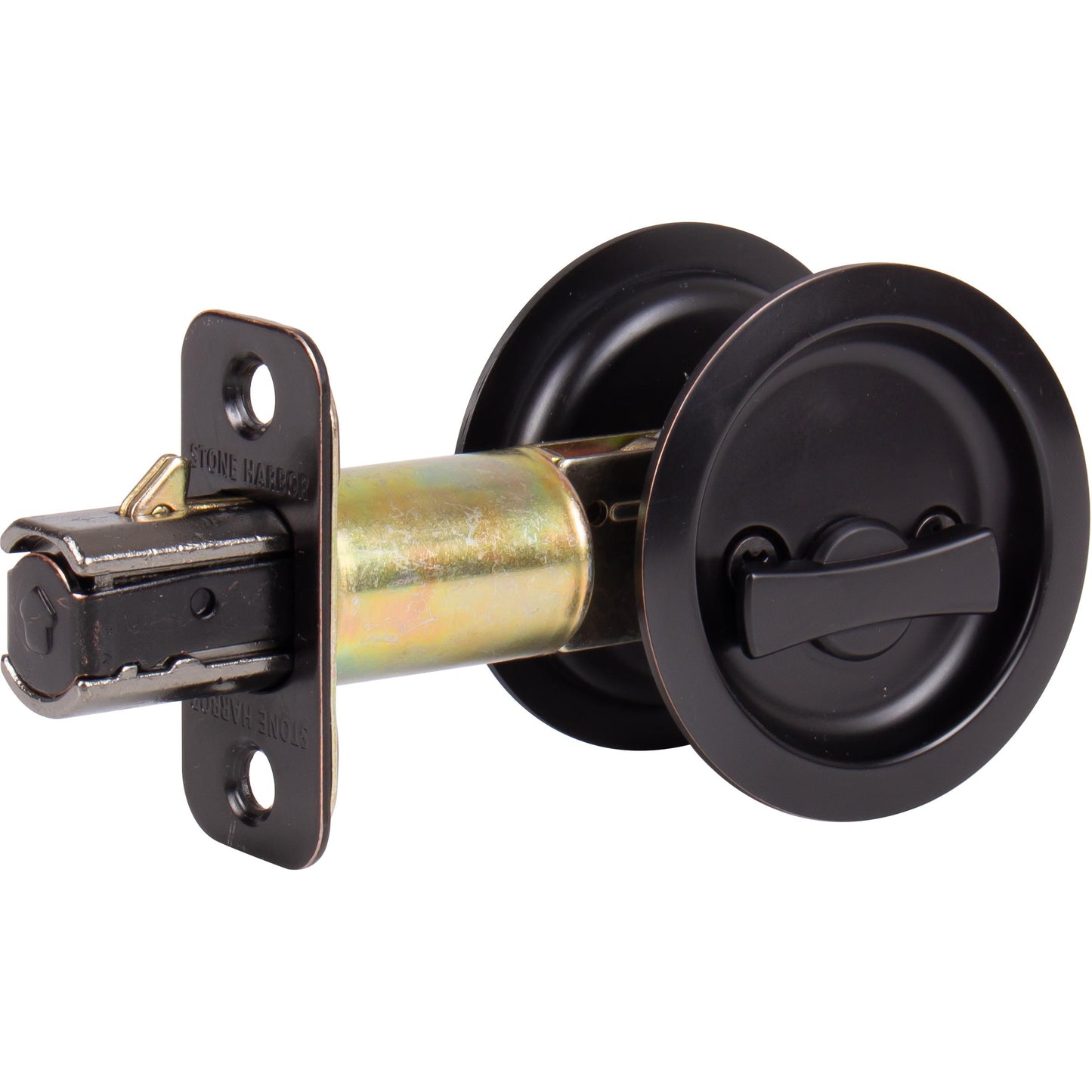 Stone Harbor Hardware Round Pocket Door Lock, Privacy Function, 2-3/4" Backset, Vintage Bronze