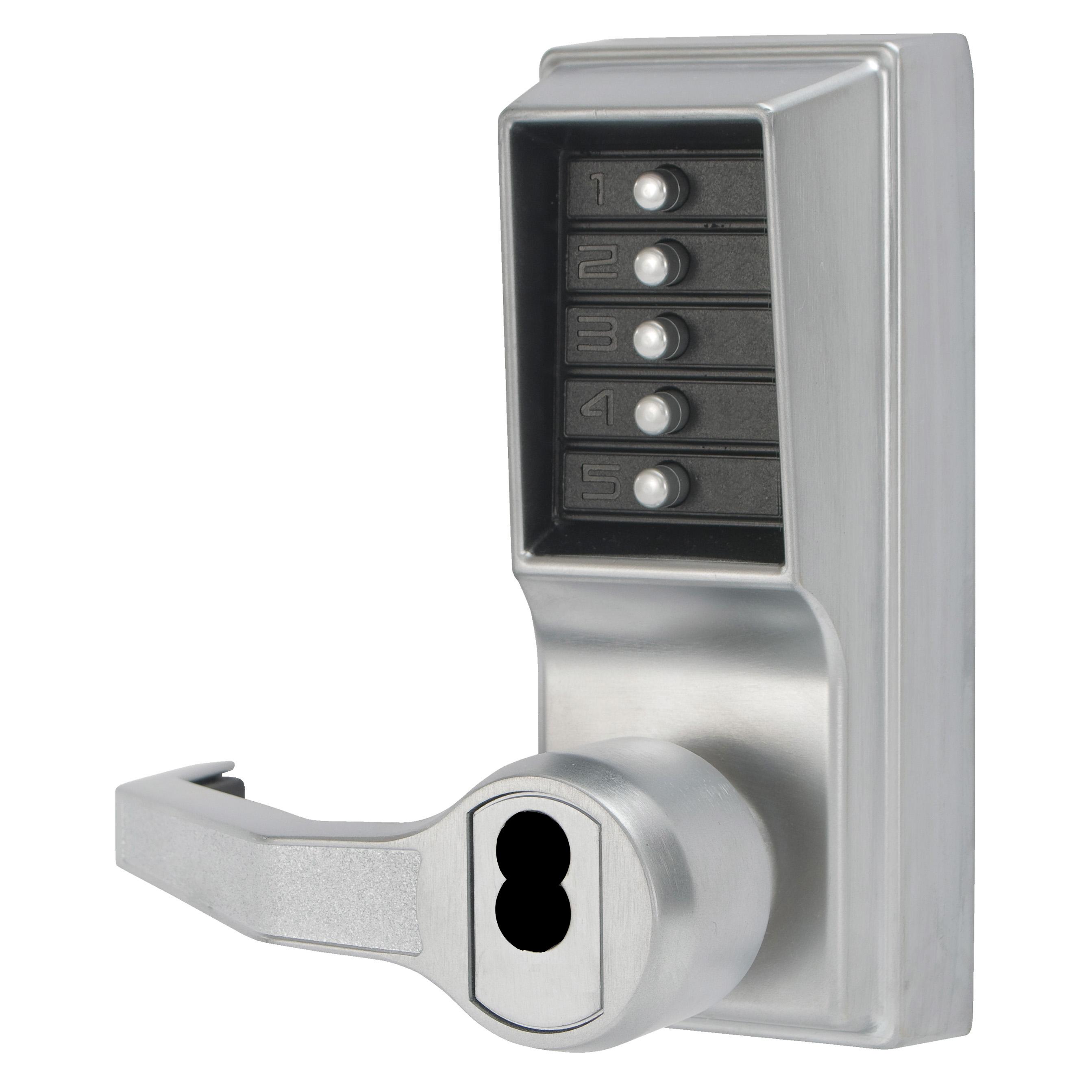 LL1021B26D41 Simplex Mechanical Pushbutton Lever Entry LH Less SFIC 2-3/4" Latch - Satin Chrome