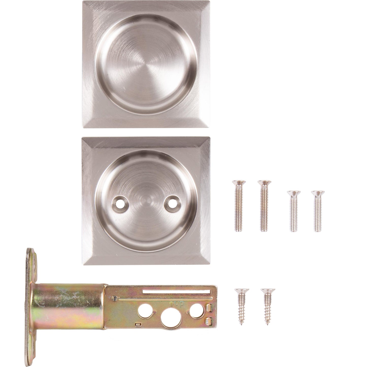 Stone Harbor Hardware Contemporary Square Pocket Door Lock, Passage Function, 2-3/4" Backset, Satin Nickel