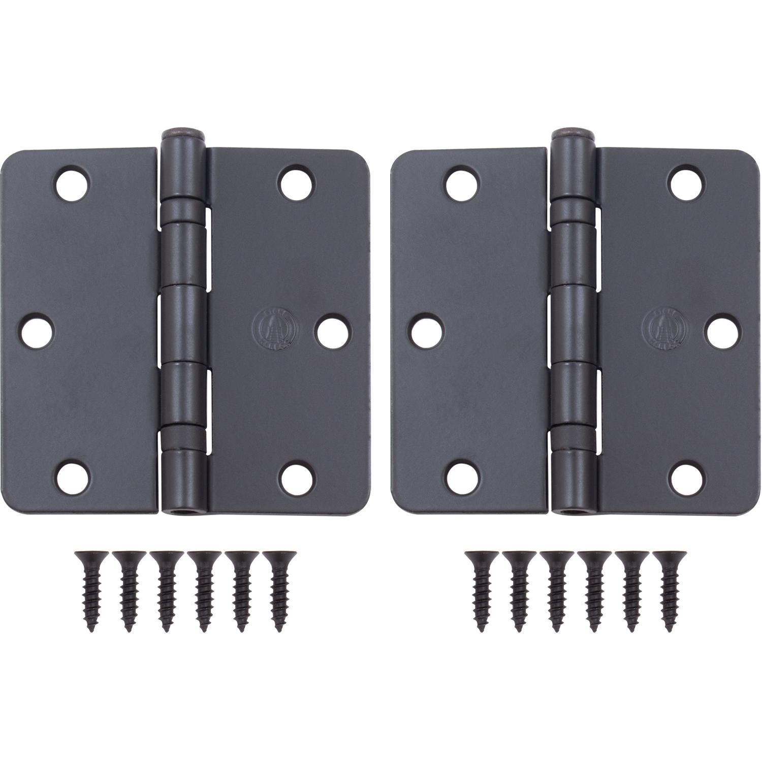 Stone Harbor Hardware 3-1/2" Ball-Bearing Door Hinges, 1/4" Radius Corner, Matte Black, 2-Pack