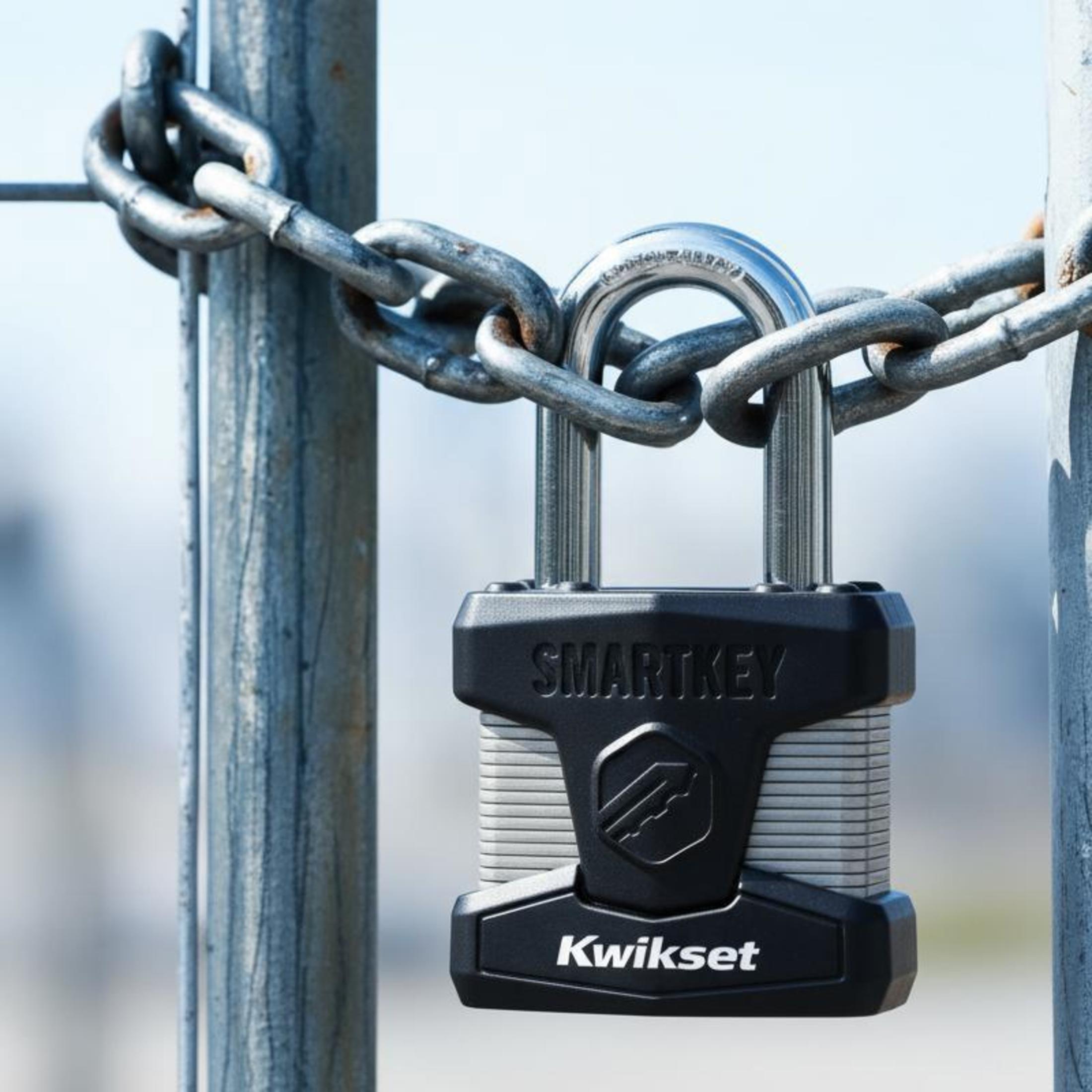 Kwikset 2" Padlock SMT KA with 1-1/2" Shackle, 2-Pack, Stainless Steel