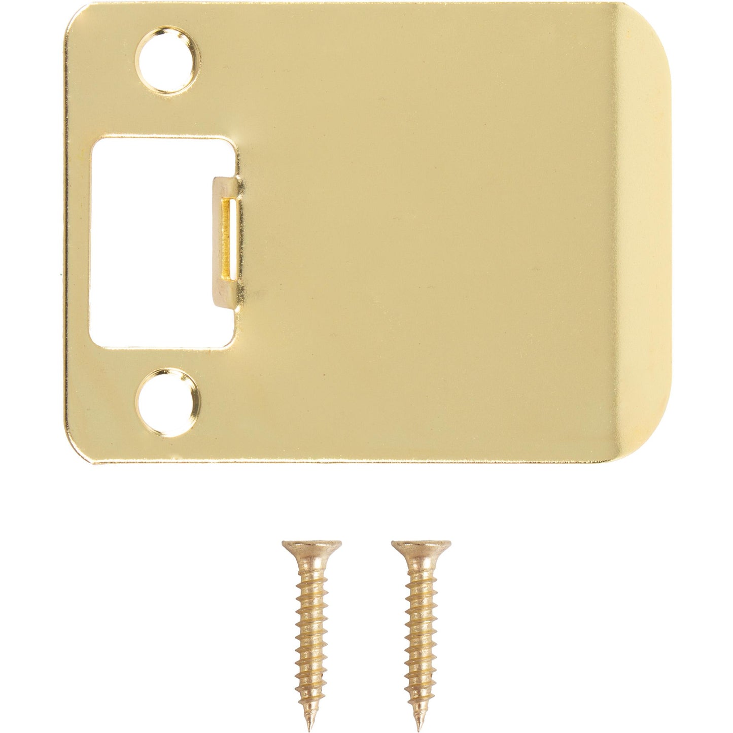 Stone Harbor Hardware Round Corner Extended Lip Strike Plate, 2-1/4" x 2-1/2", (3" Overall Length), Polished Brass