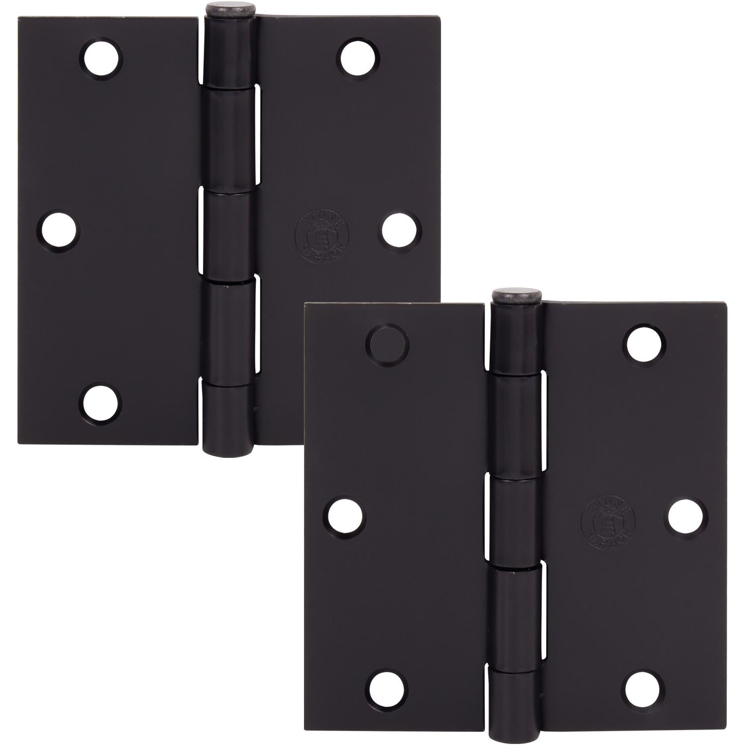 Stone Harbor Hardware 3-1/2" Door Hinges, Square Corner, Oil-Rubbed Bronze, 2-Pack