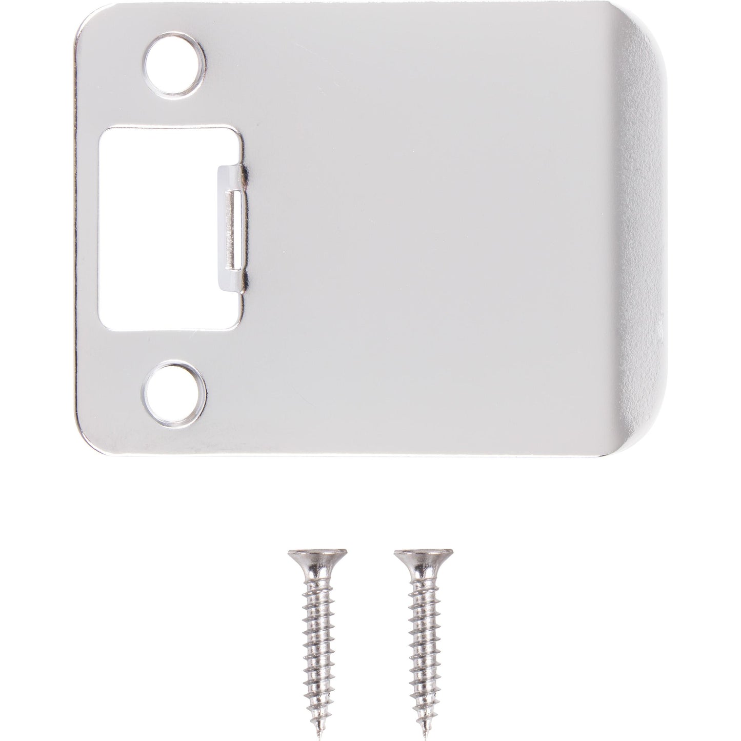 Stone Harbor Hardware Round Corner Extended Lip Strike Plate, 2-1/4" x 2-1/2", (3" Overall Length), Polished Chrome