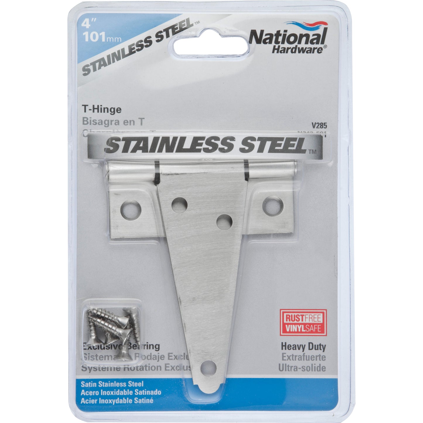 V285 4" Extra Heavy T Hinge - Stainless Steel