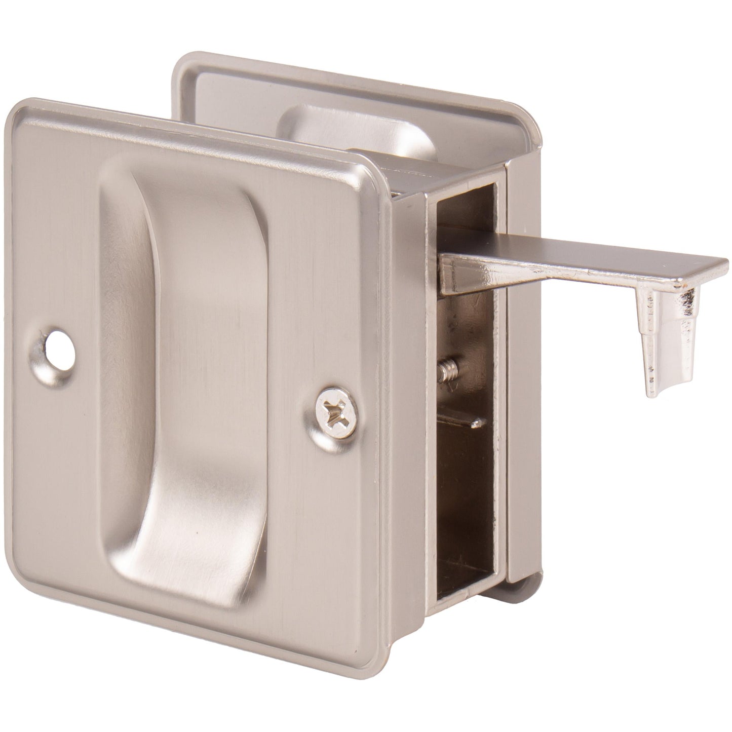 Stone Harbor Hardware Square Pocket Door Lock, Passage Function, Satin Nickel