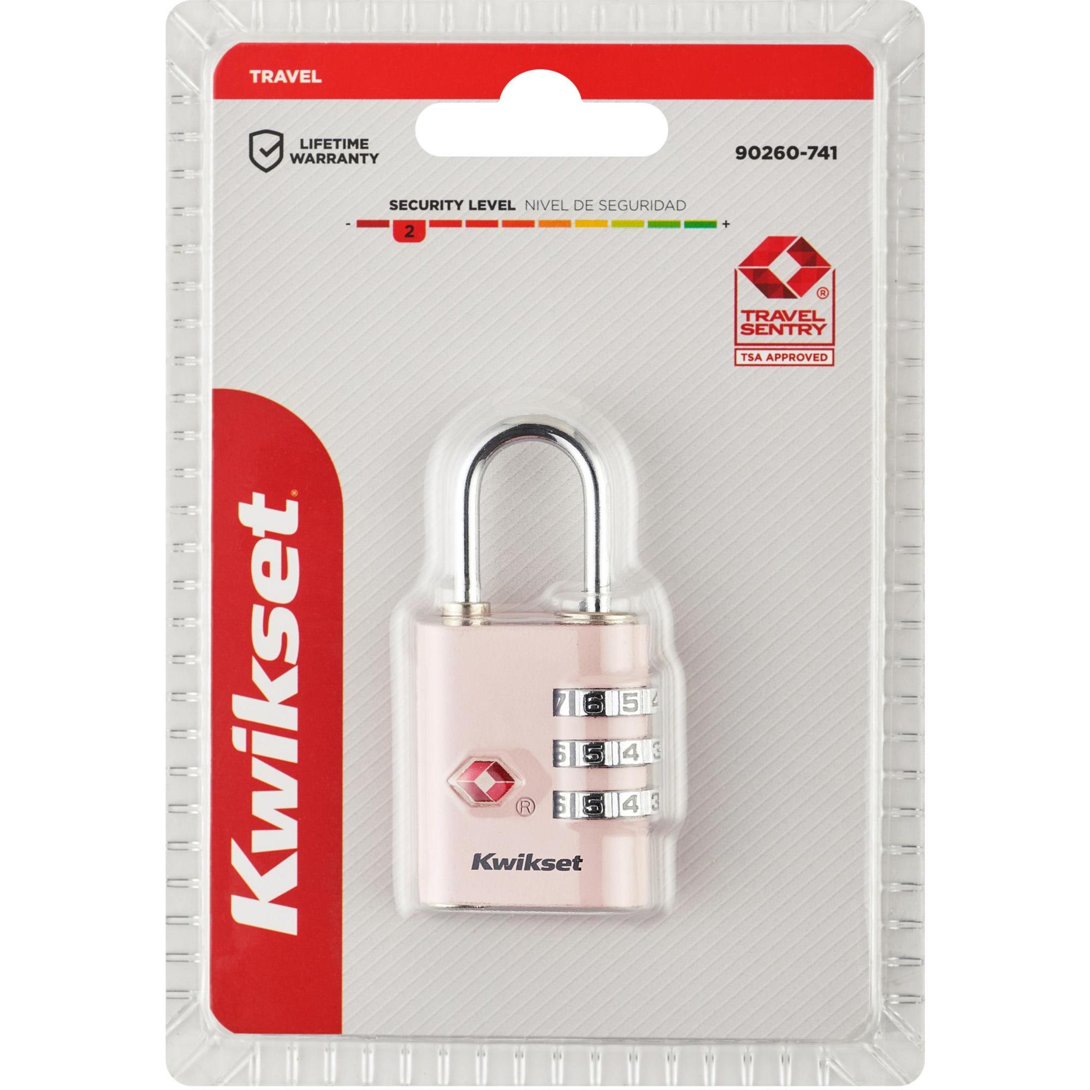 Kwikset 1-3/16" TSA Round Cable Combination Padlock with 15/16" Shackle, Pink