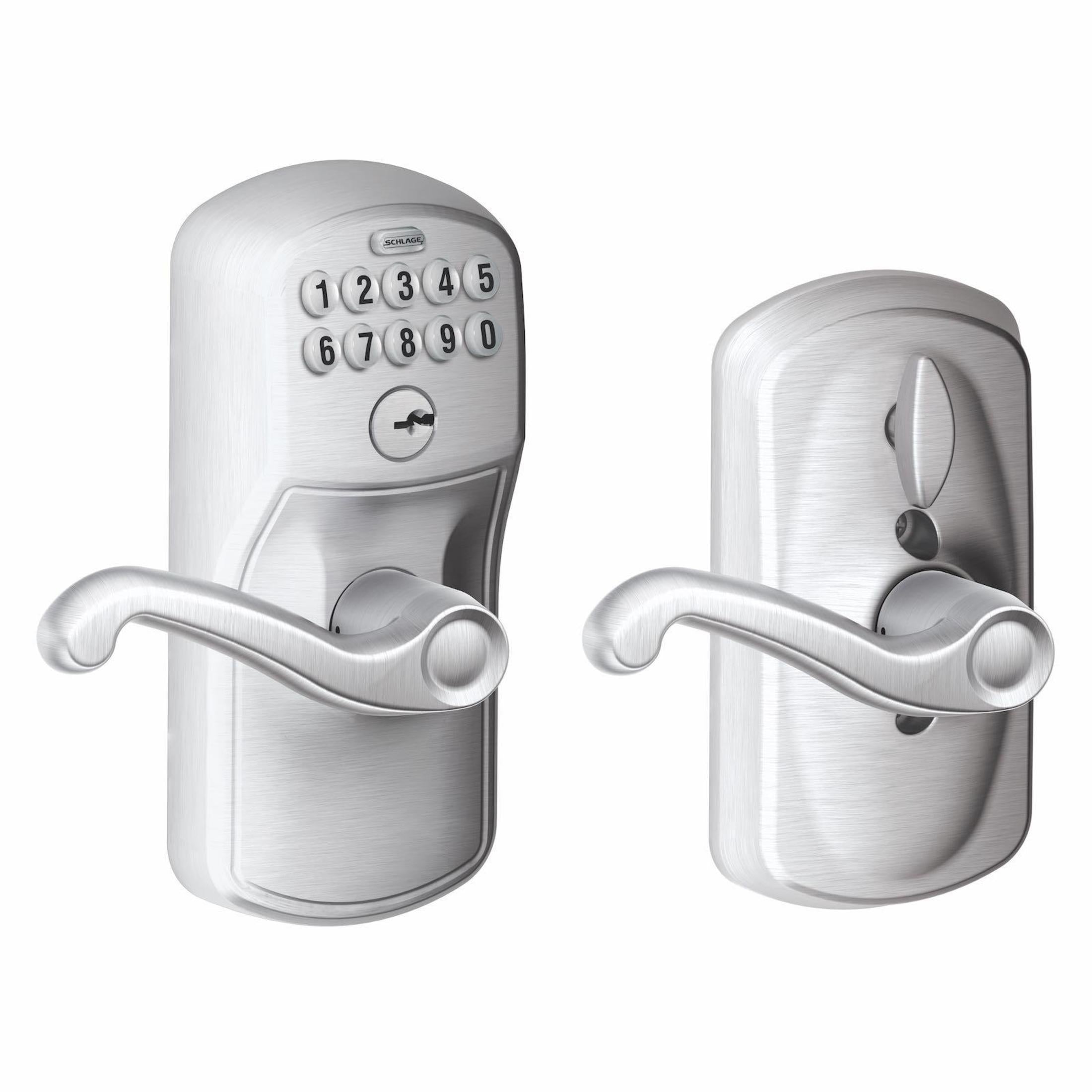 FE595PLY626FLA 16-086 10-027 Flair / Plymouth Keypad Lever - Satin Chrome