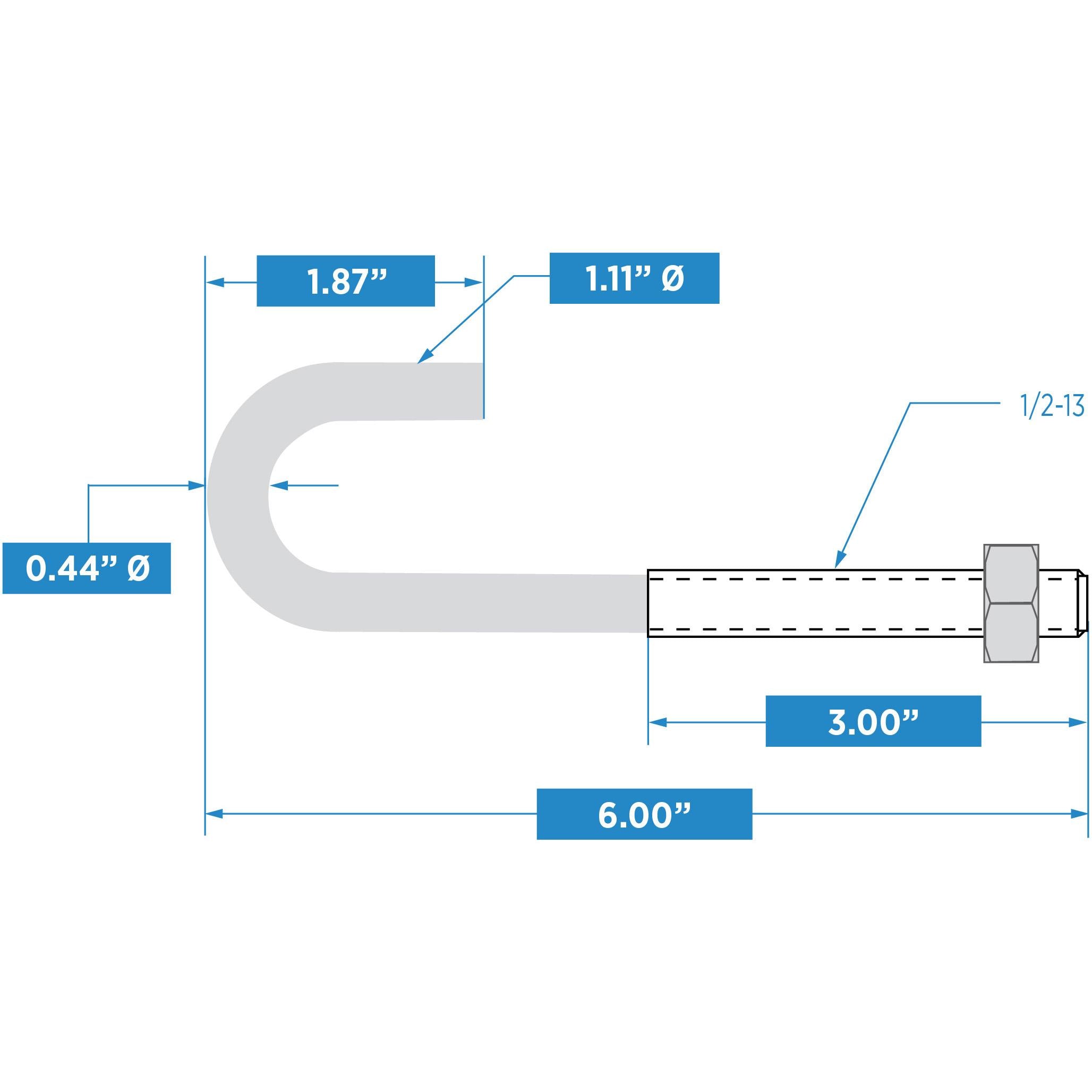 2195BC 1/2" x 6" J-Bolt - Zinc Plated