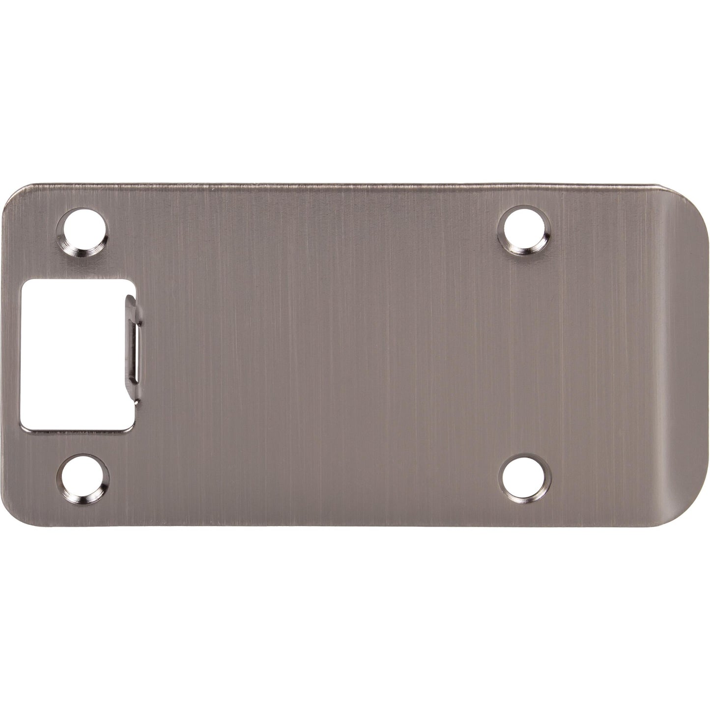 Stone Harbor Hardware Round Corner Extended Lip Strike Plate, 2-1/4" x 4", (4-1/2" Overall Length), Antique Nickel