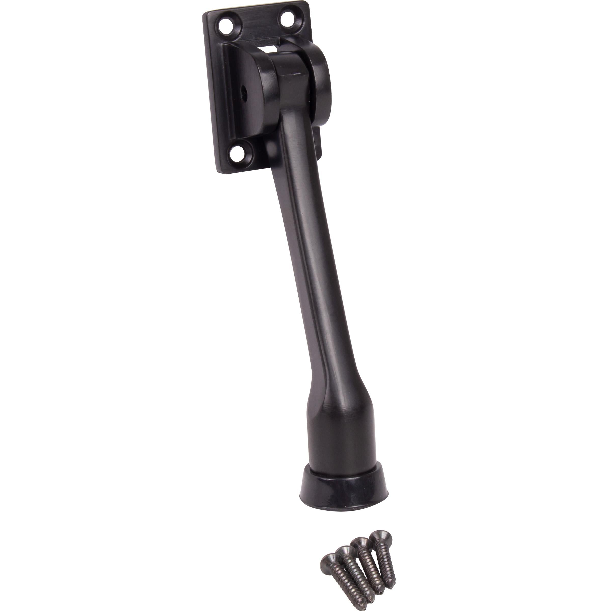 Stone Harbor Hardware Heavy-Duty Kick-Down Holder with 4 Screws, 4 Inches, Matte Black