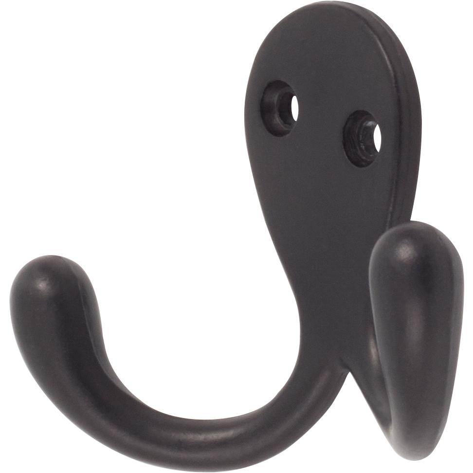 Stone Harbor Hardware Double Robe Hook, 2-1/8" High, 1" Projection, Matte Black