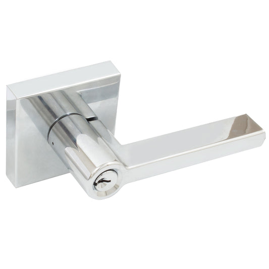 Stone Harbor Hardware Vienna Door Lever with Square Rosette, Entry Latch, KW Keyway, Polished Chrome
