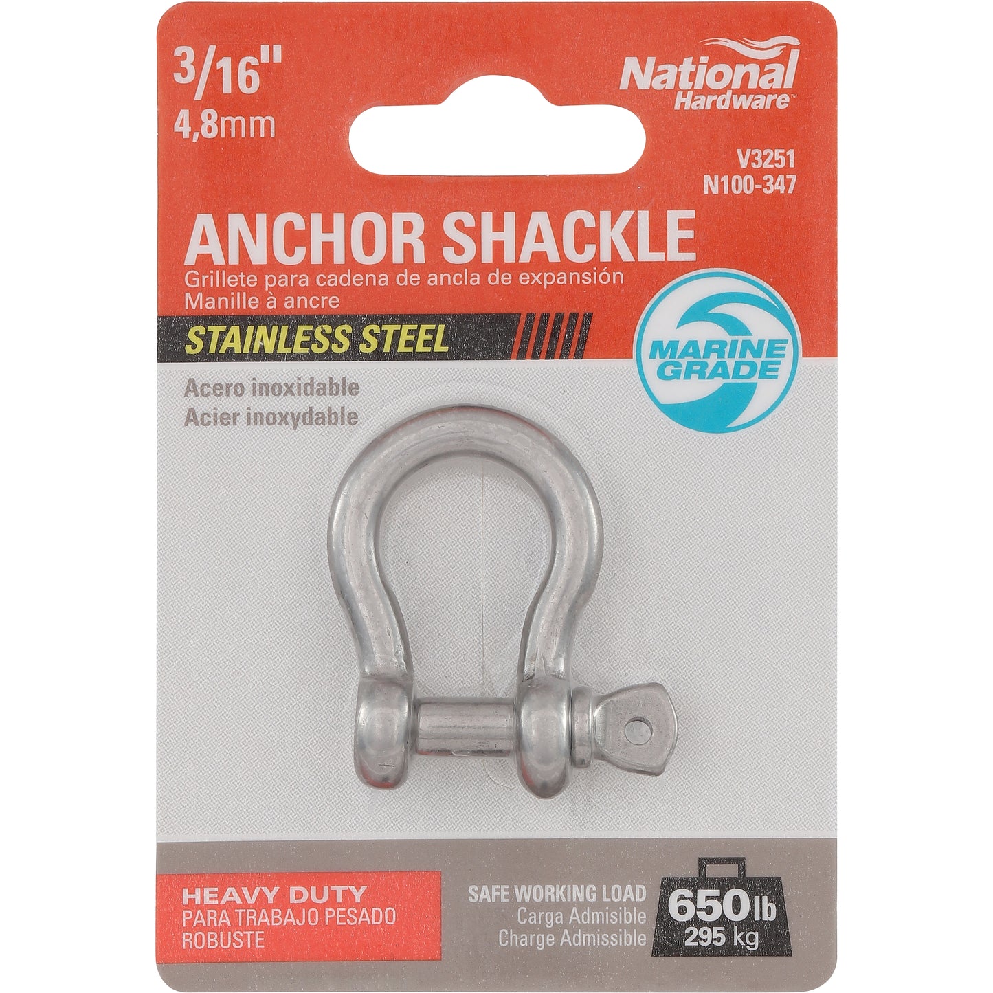 V3251 3/16" Anchor Shackle - Stainless Steel