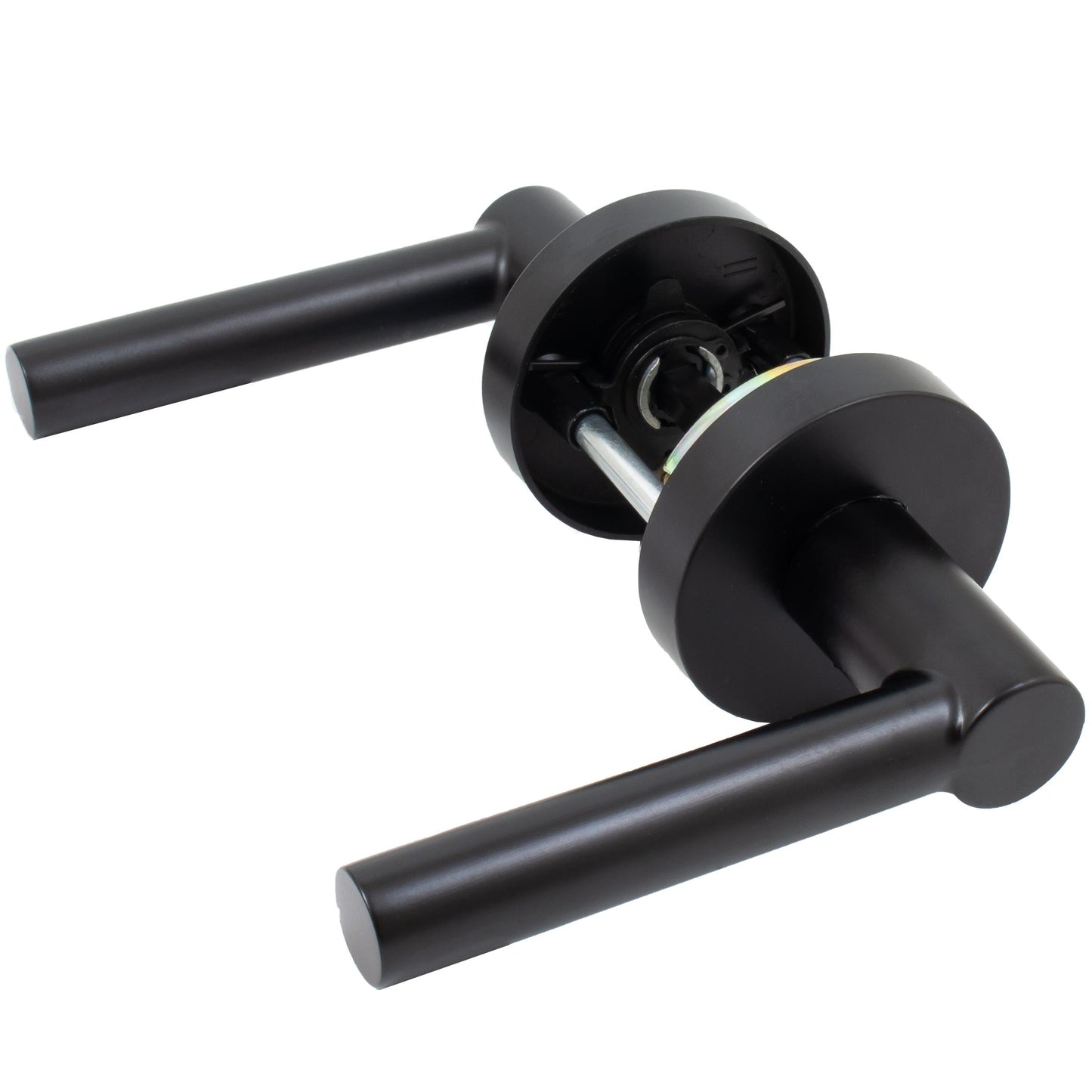 Stone Harbor Hardware Zurich Door Lever with Round Rosette, Privacy (Bed/Bath) Latch, Matte Black