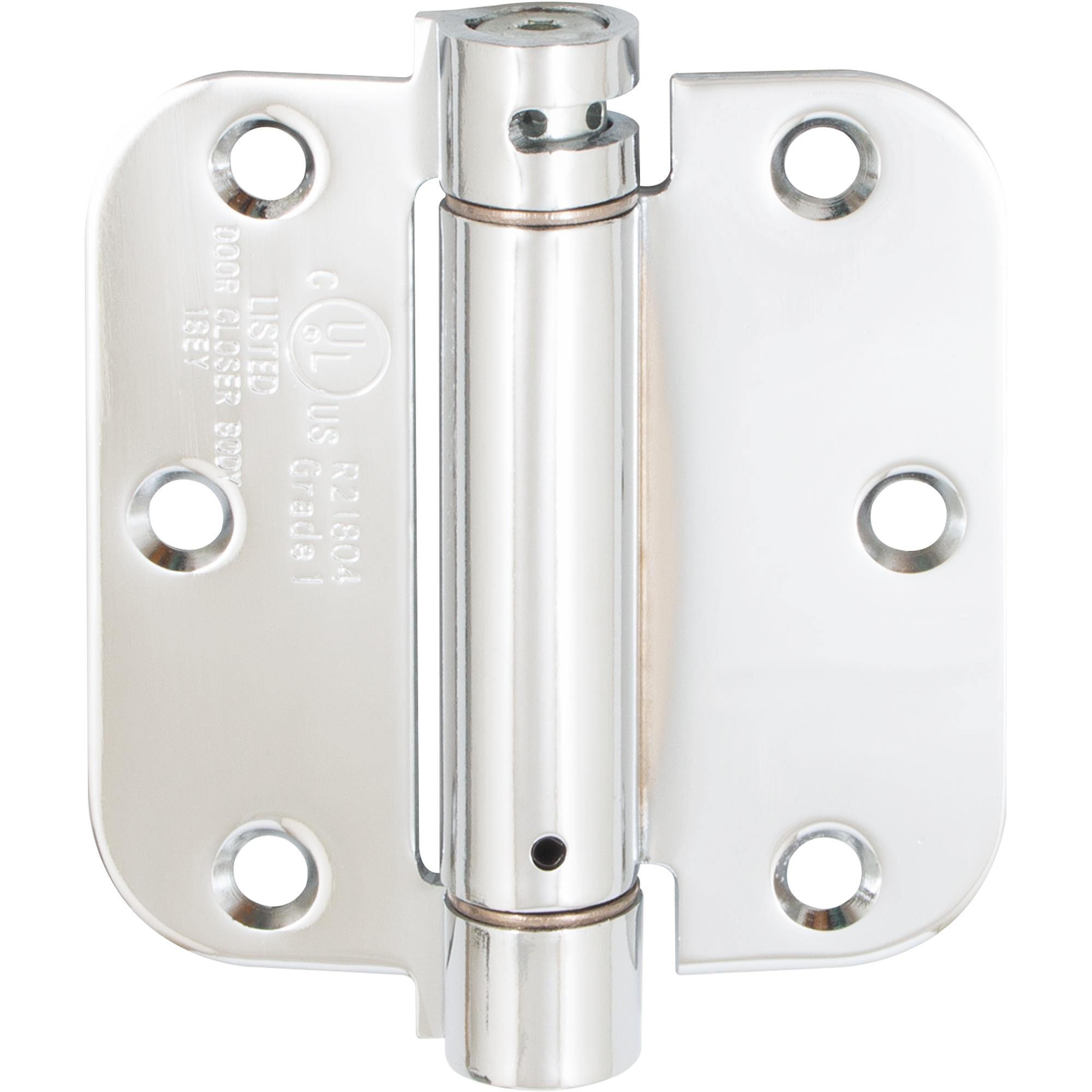Stone Harbor Hardware Adjustable Spring Hinge, 3-1/2 Inches, 5/8" Radius Corner, Polished Chrome