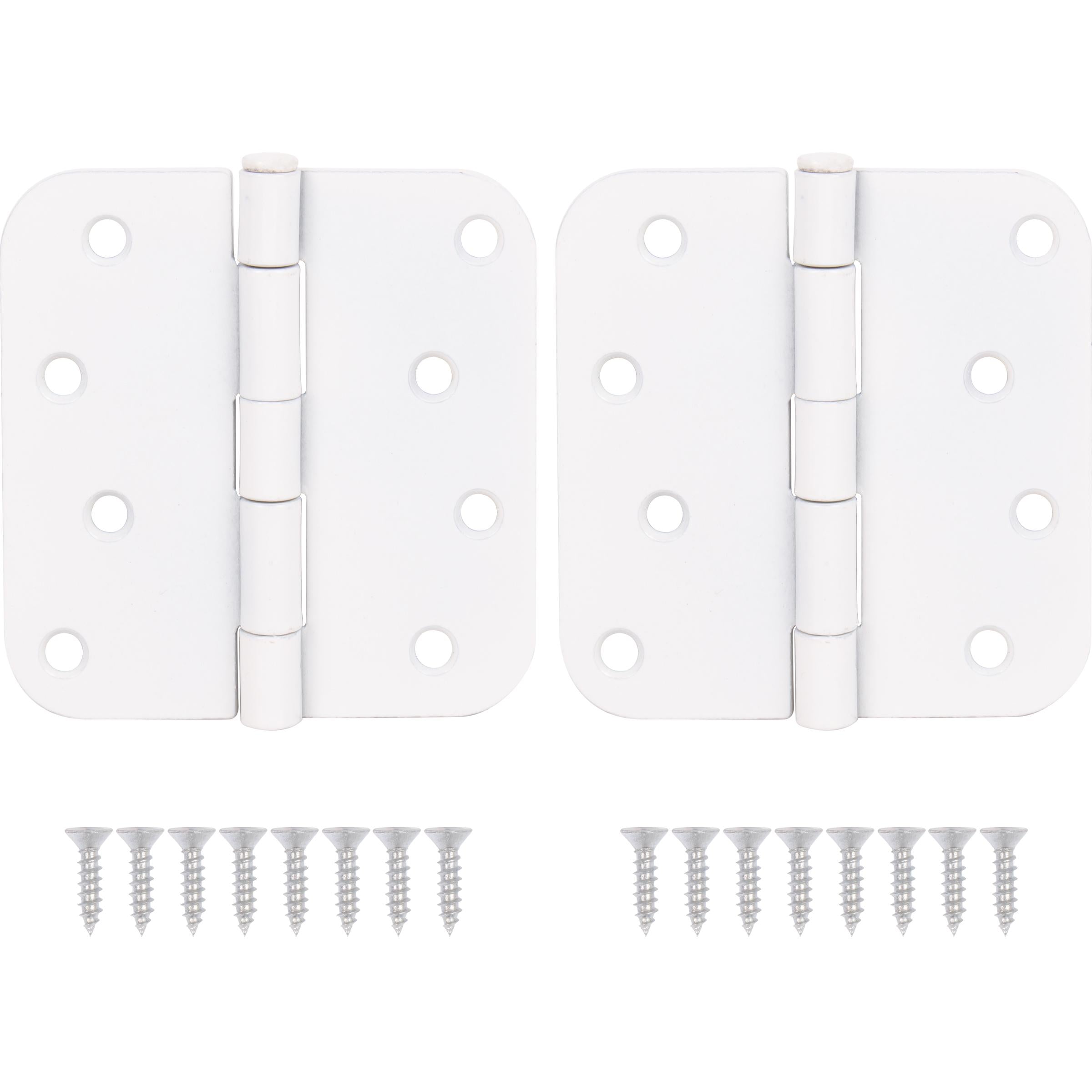 Stone Harbor Hardware 4" Door Hinges, 5/8" Radius Corner, White, 2-Pack