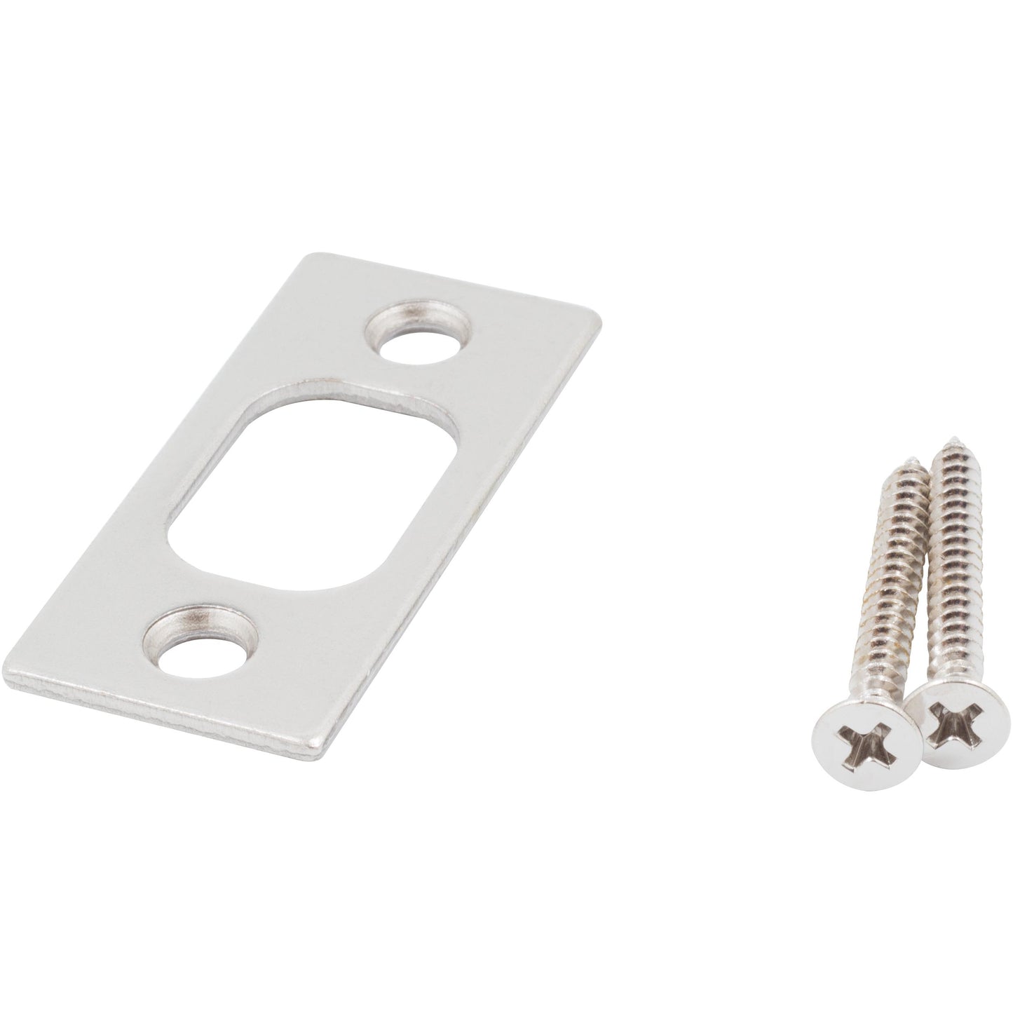 Stone Harbor Hardware Square Corner Deadbolt Strike Plate, 1" x 2-1/4", 1-5/8" Center-to-Center, Satin Nickel