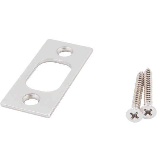 Stone Harbor Hardware Square Corner Deadbolt Strike Plate, 1" x 2-1/4", 1-5/8" Center-to-Center, Satin Nickel