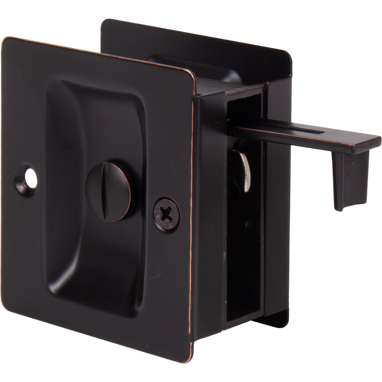 Stone Harbor Hardware Premium Square Pocket Door Lock, Privacy Function, Vintage Bronze