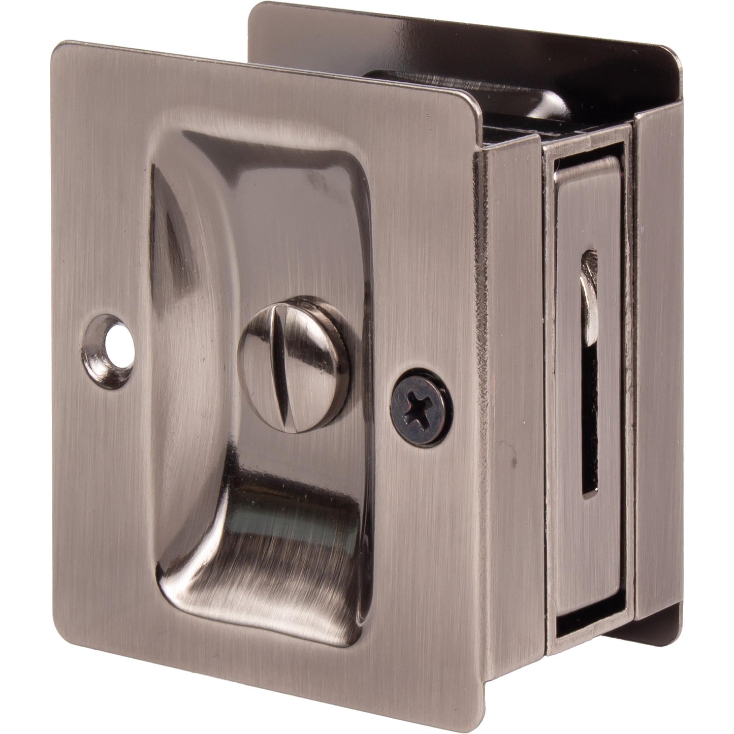 Stone Harbor Hardware Premium Square Pocket Door Lock, Privacy Function, Antique Nickel