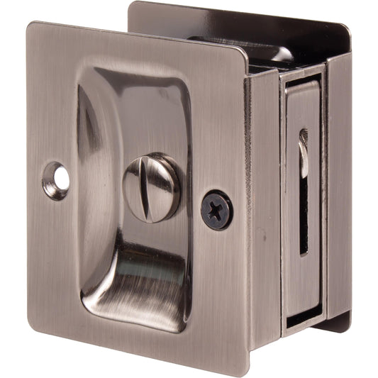 Stone Harbor Hardware Premium Square Pocket Door Lock, Privacy Function, Antique Nickel