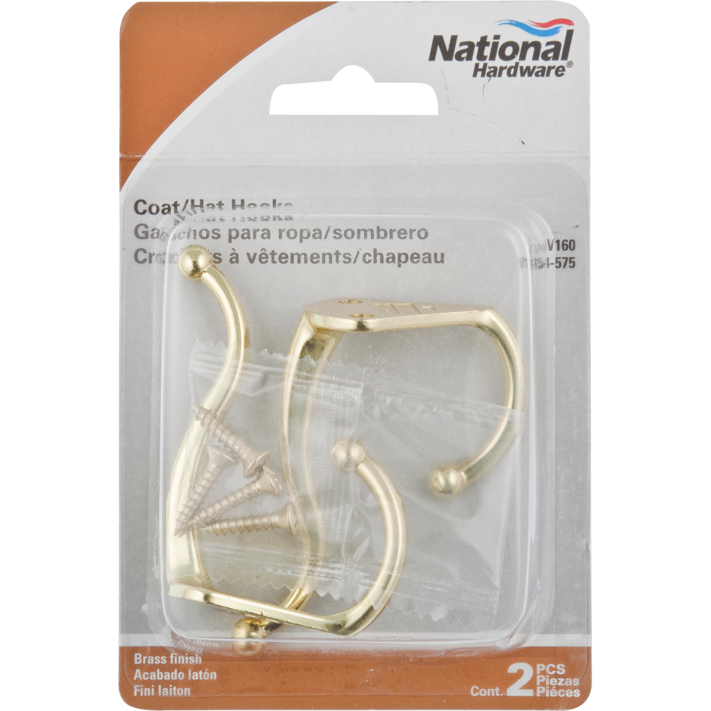 V160 Coat & Hat Hook 2/pk - Brass