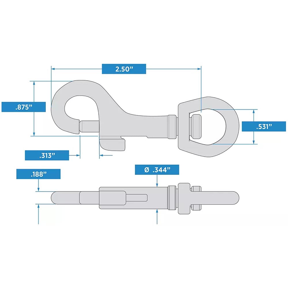 V3001 1/2" x 3" Bolt Snap, Round Swivel - Nickel