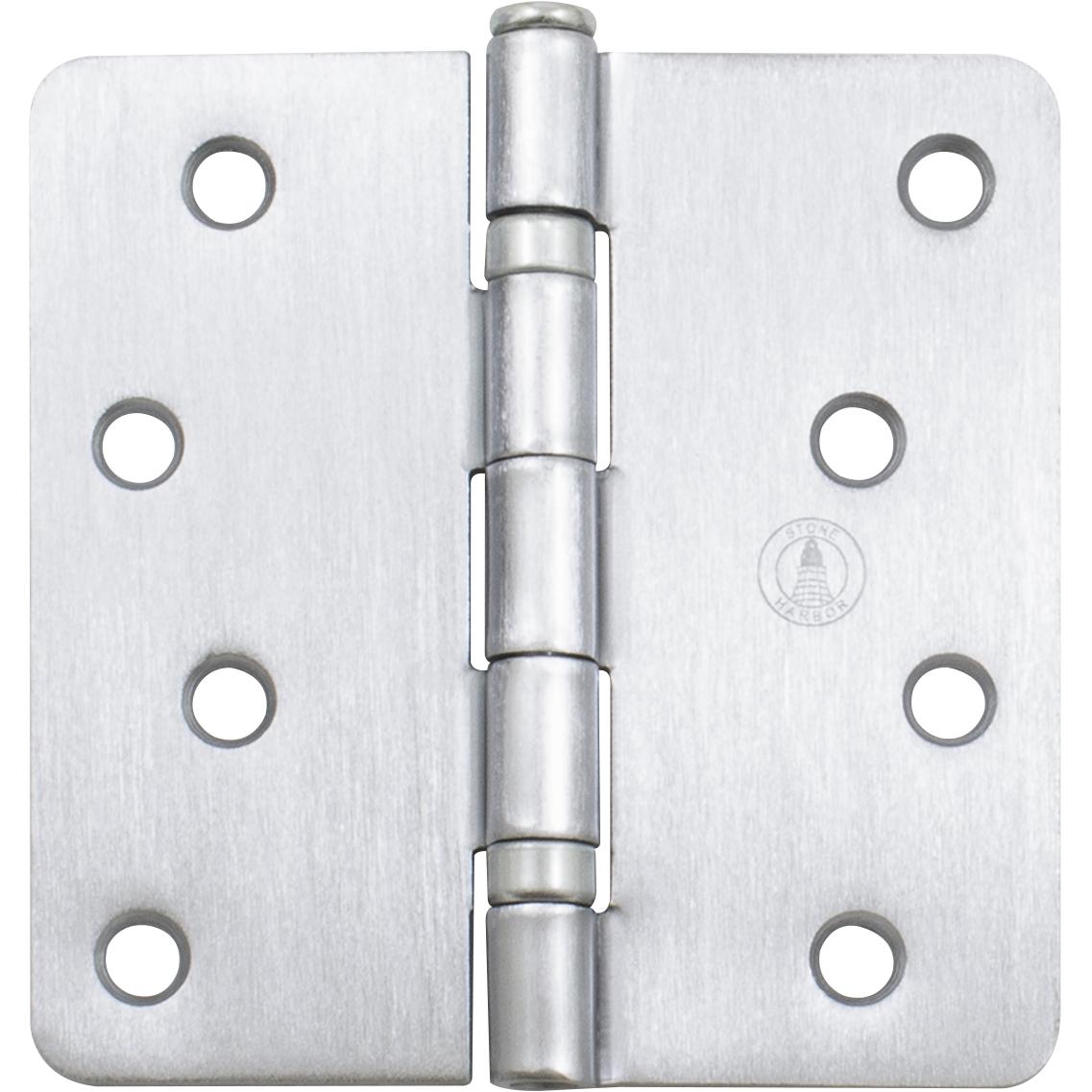 Stone Harbor Hardware 4" Ball-Bearing Door Hinges, 1/4" Radius Corner, Satin Chrome, 2-Pack