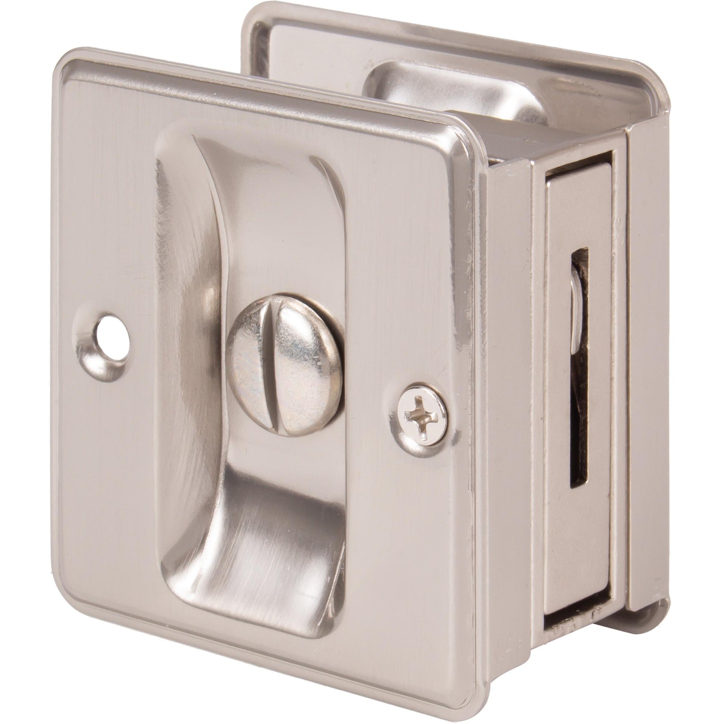 Stone Harbor Hardware Square Pocket Door Lock, Privacy Function, Satin Nickel