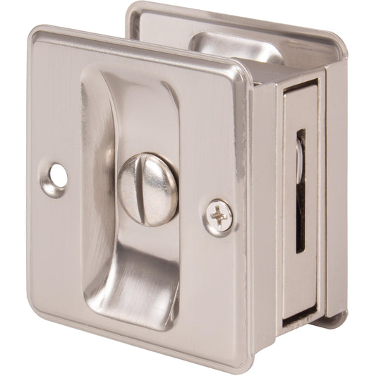 Stone Harbor Hardware Square Pocket Door Lock, Privacy Function, Satin Nickel