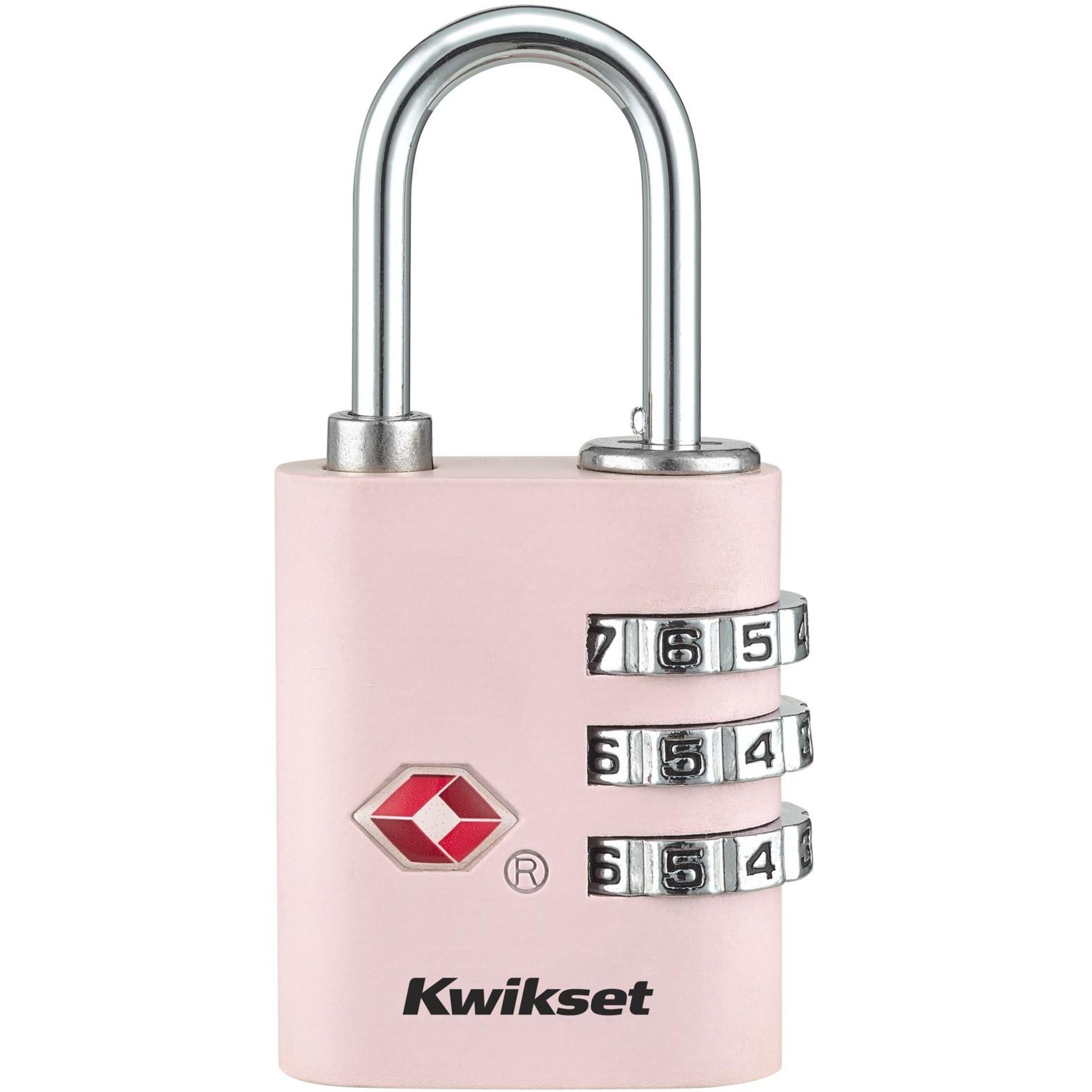 Kwikset 1-3/16" TSA Round Cable Combination Padlock with 15/16" Shackle, Pink