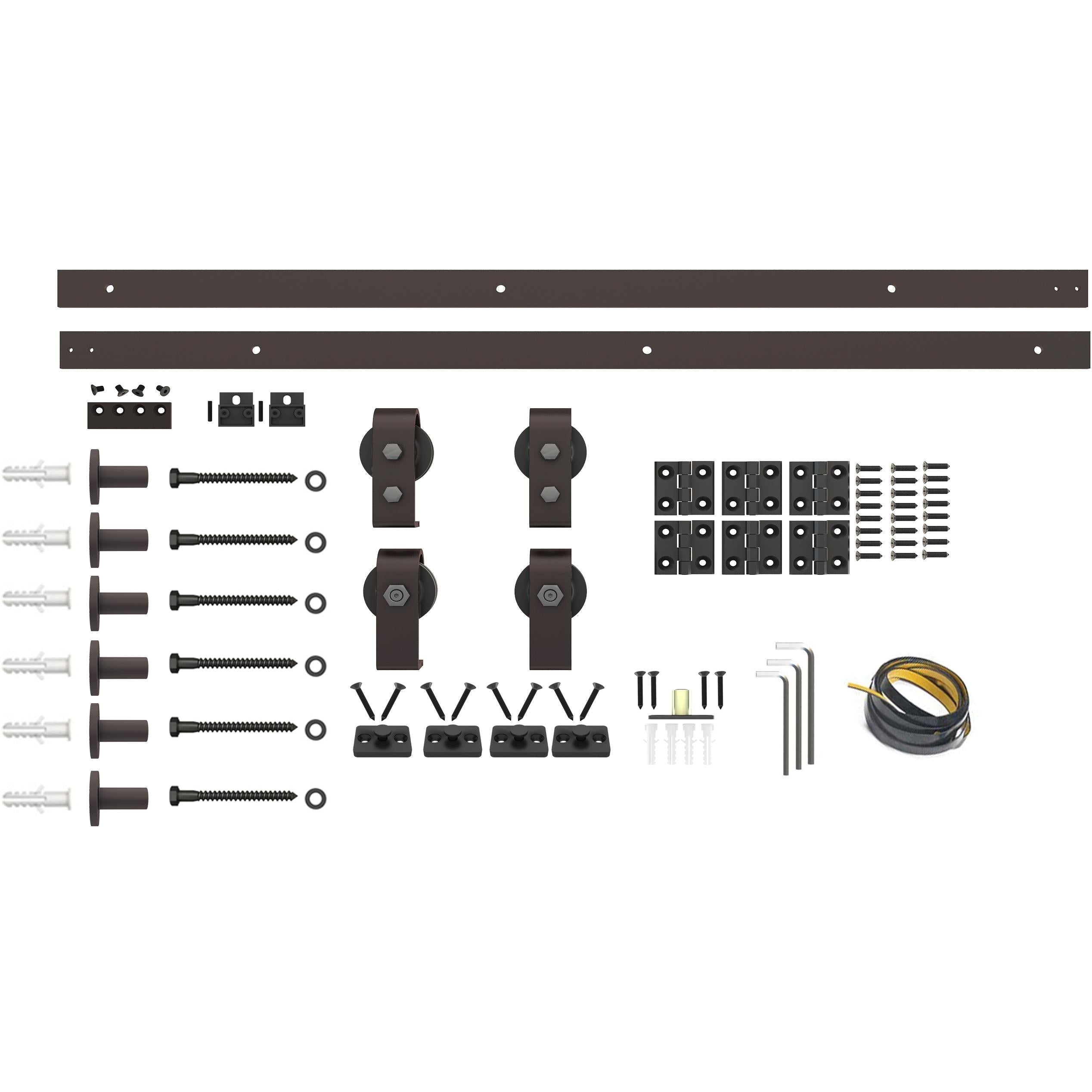 Stone Harbor Hardware Top Mount Strap Style Folding Door Hardware Set, Fits Door Openings up to 60 Inches, Matte Black