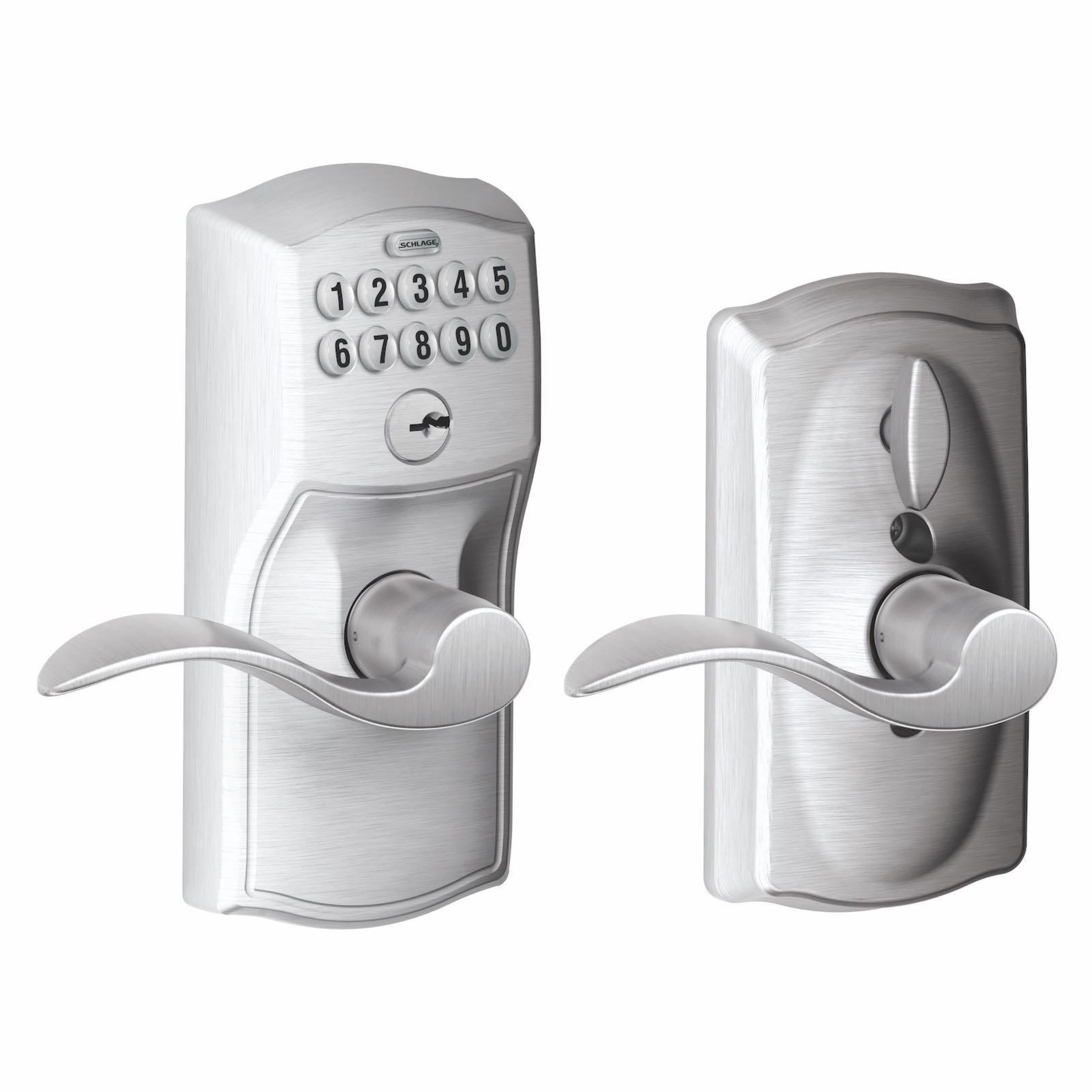 FE595CAM626ACC 16-086 10-027 Accent / Camelot Keypad Lever - Satin Chrome